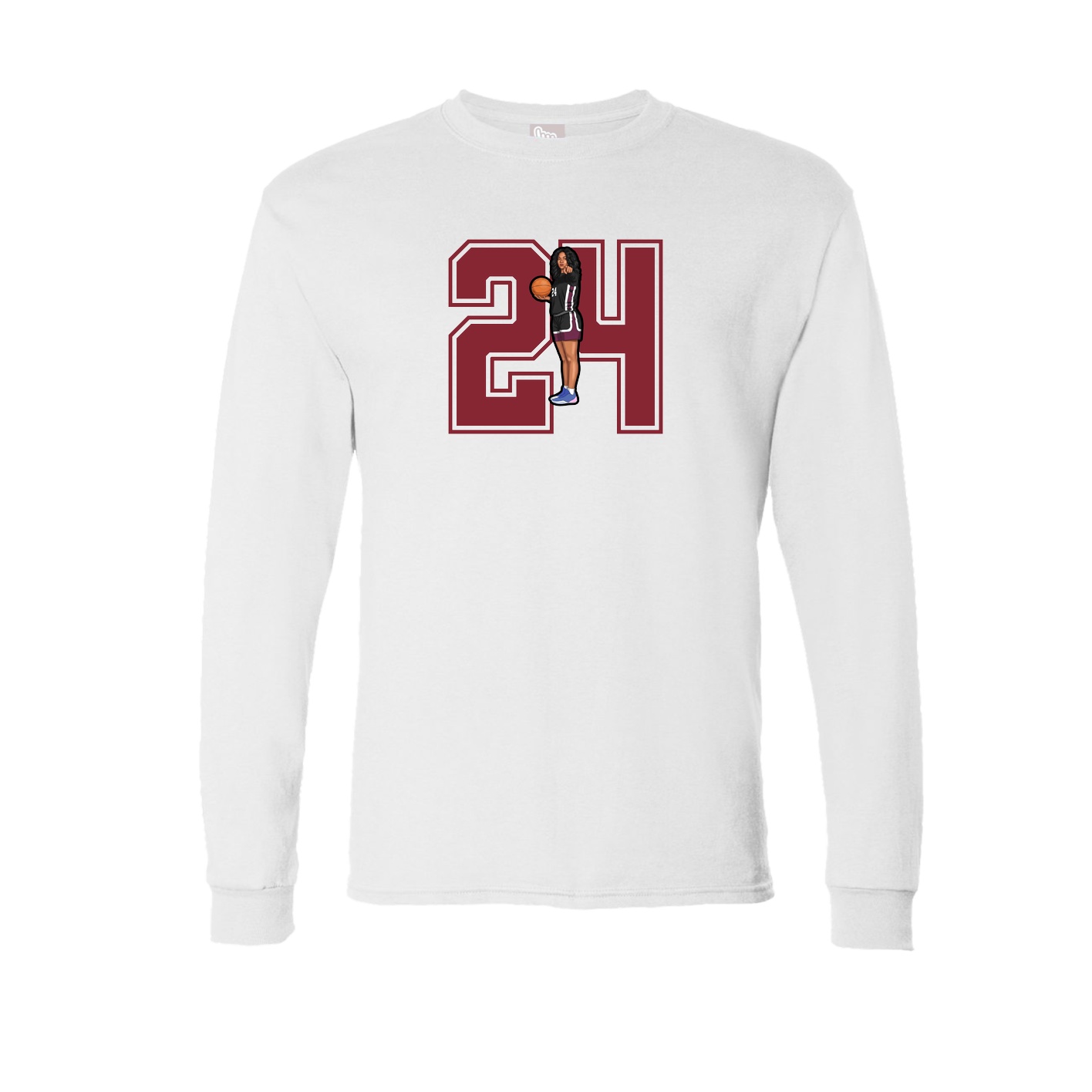 Long Sleeve Tee — Number in White