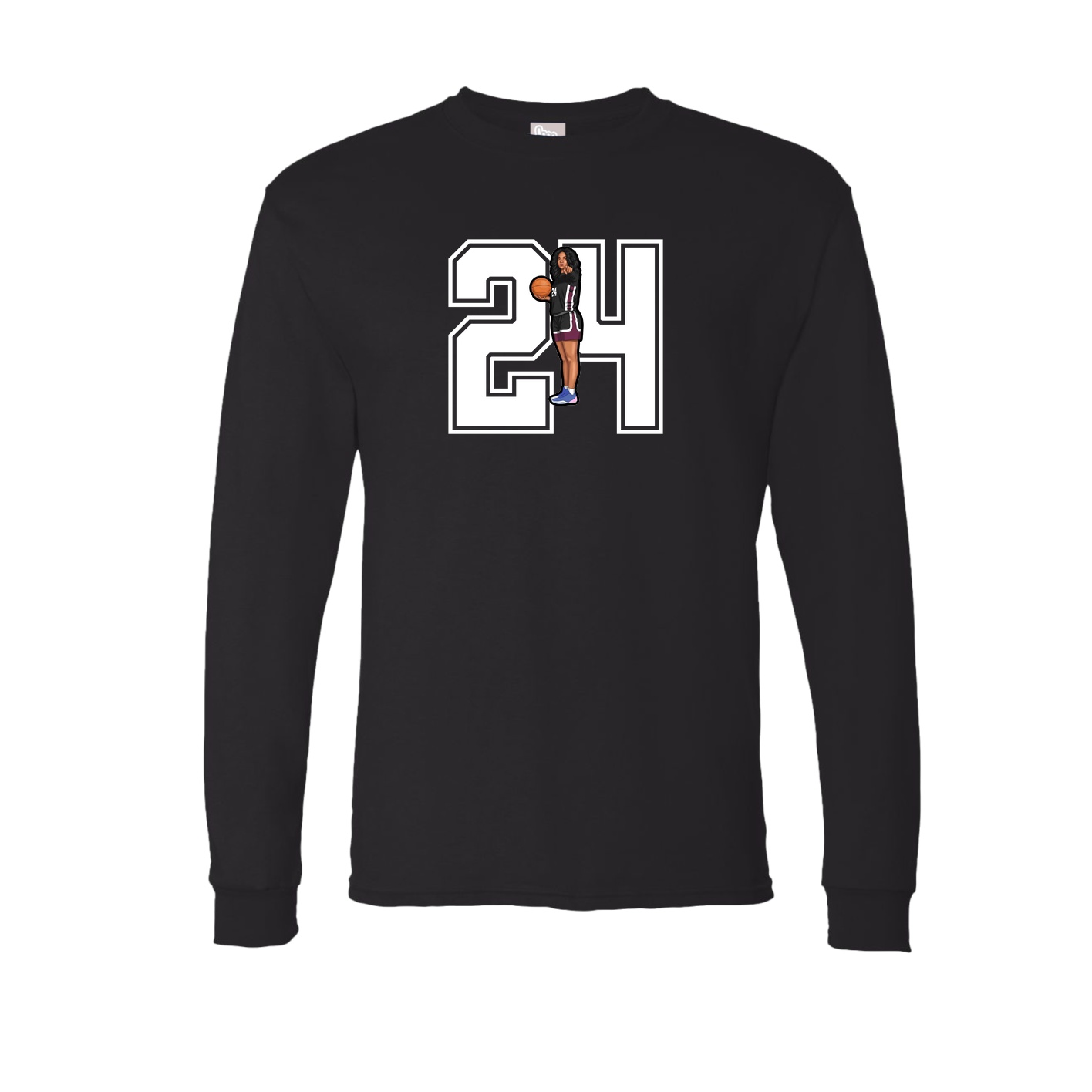 Long Sleeve Tee — Number in Black