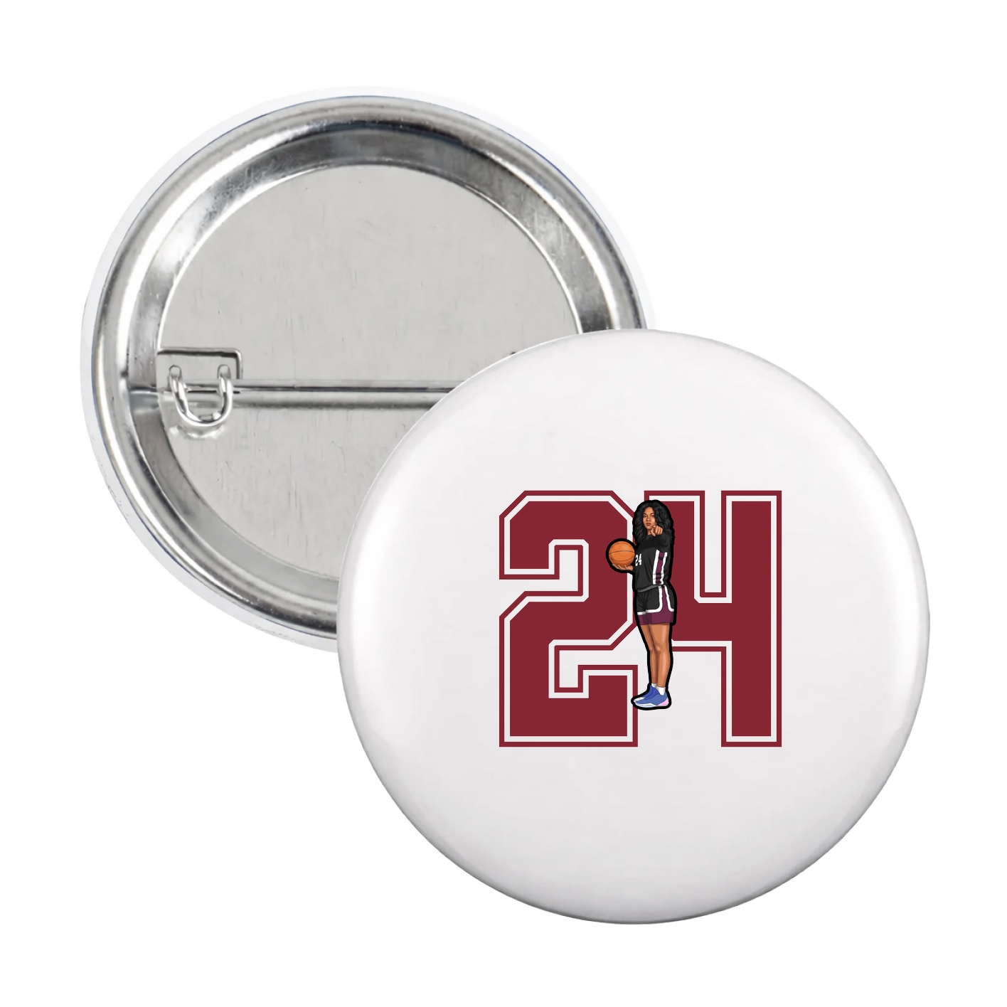 Game Day Button — Number in White