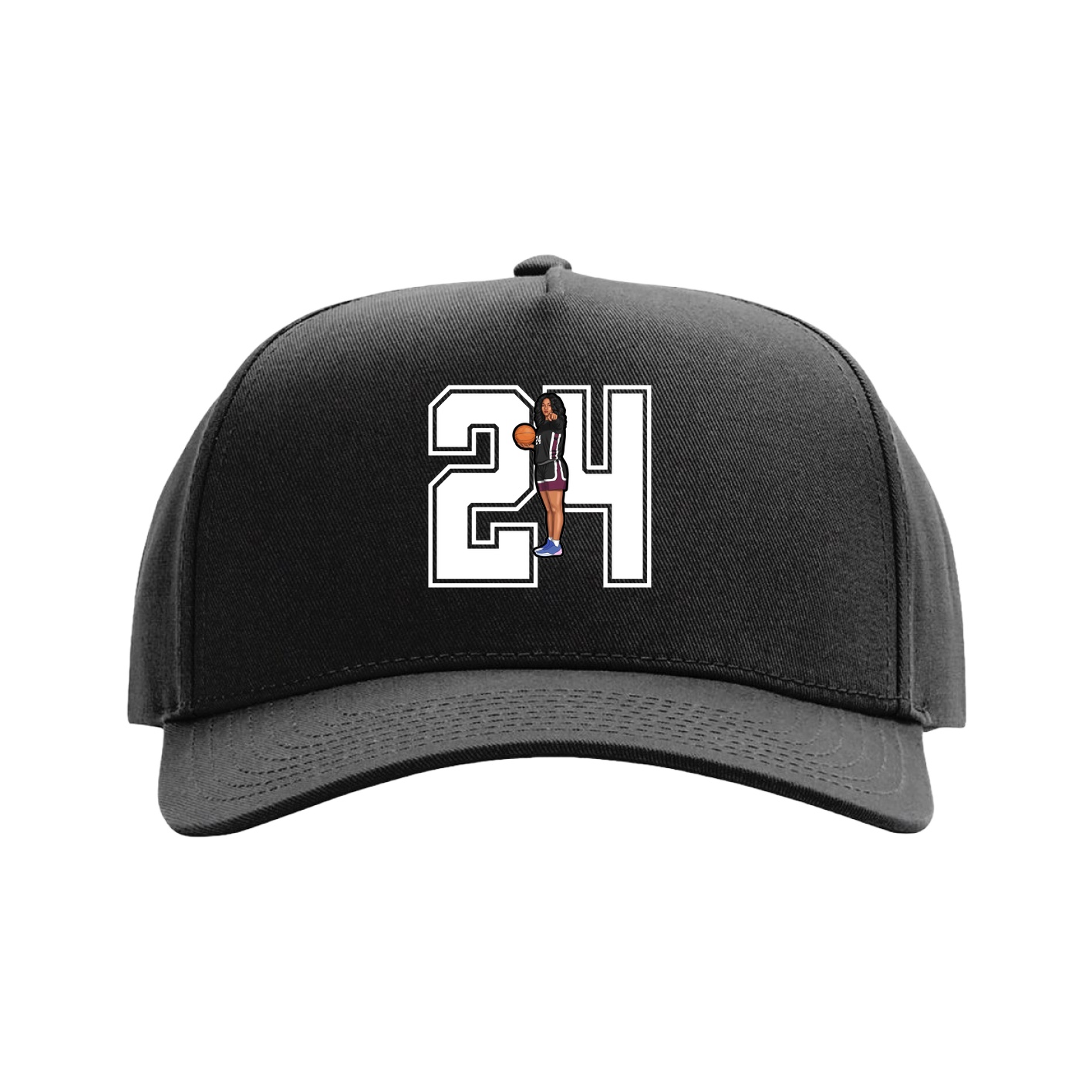 Full Fabric Five-Panel Champ Cap — Number in Black