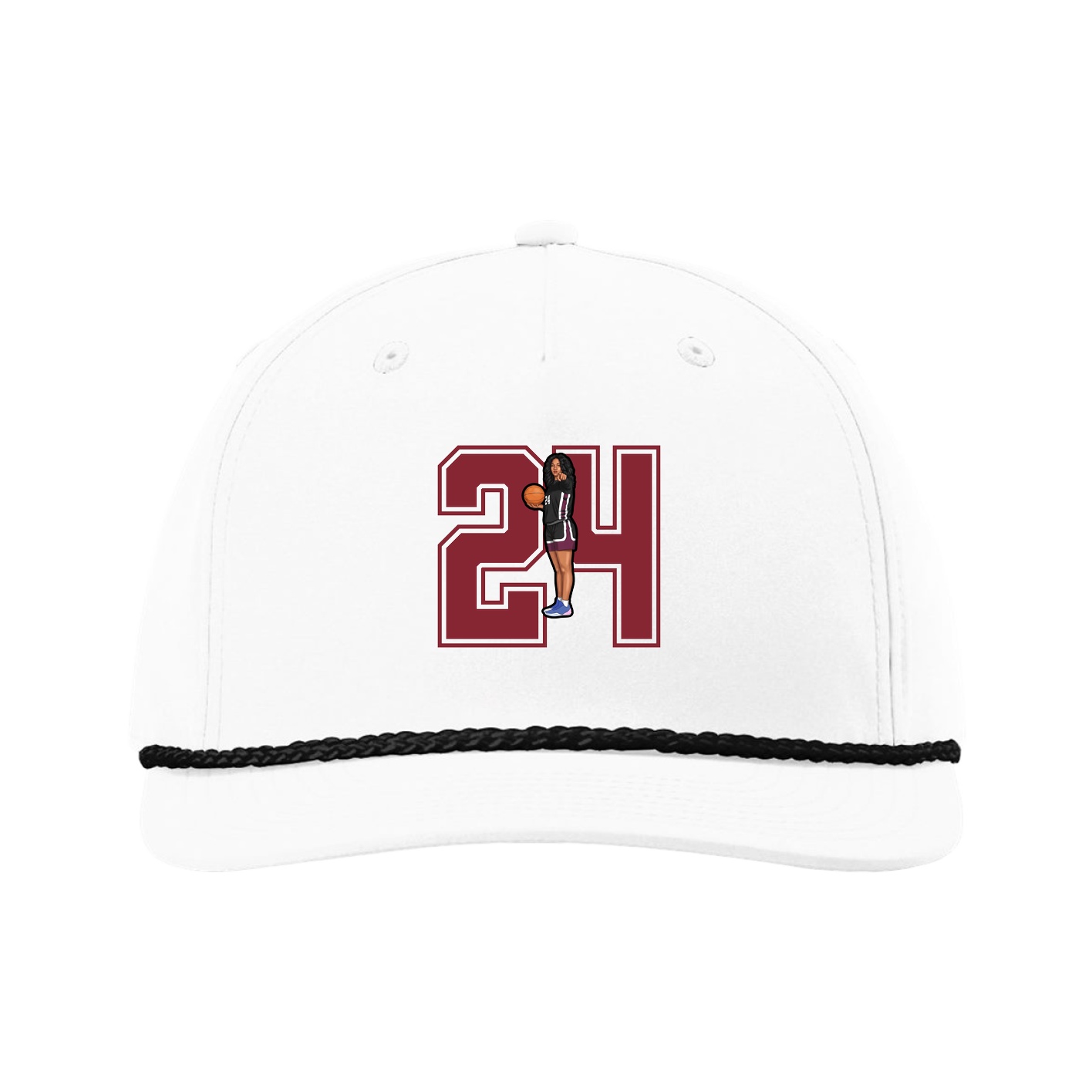 Five-Panel Classic Rope Cap — Number in White