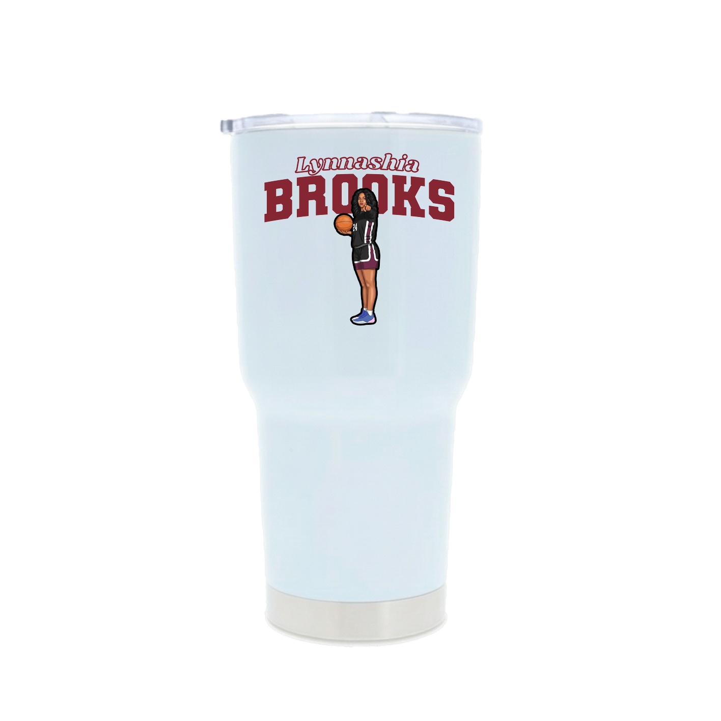 30oz Stainless Steel Tumbler — Name Arch in White