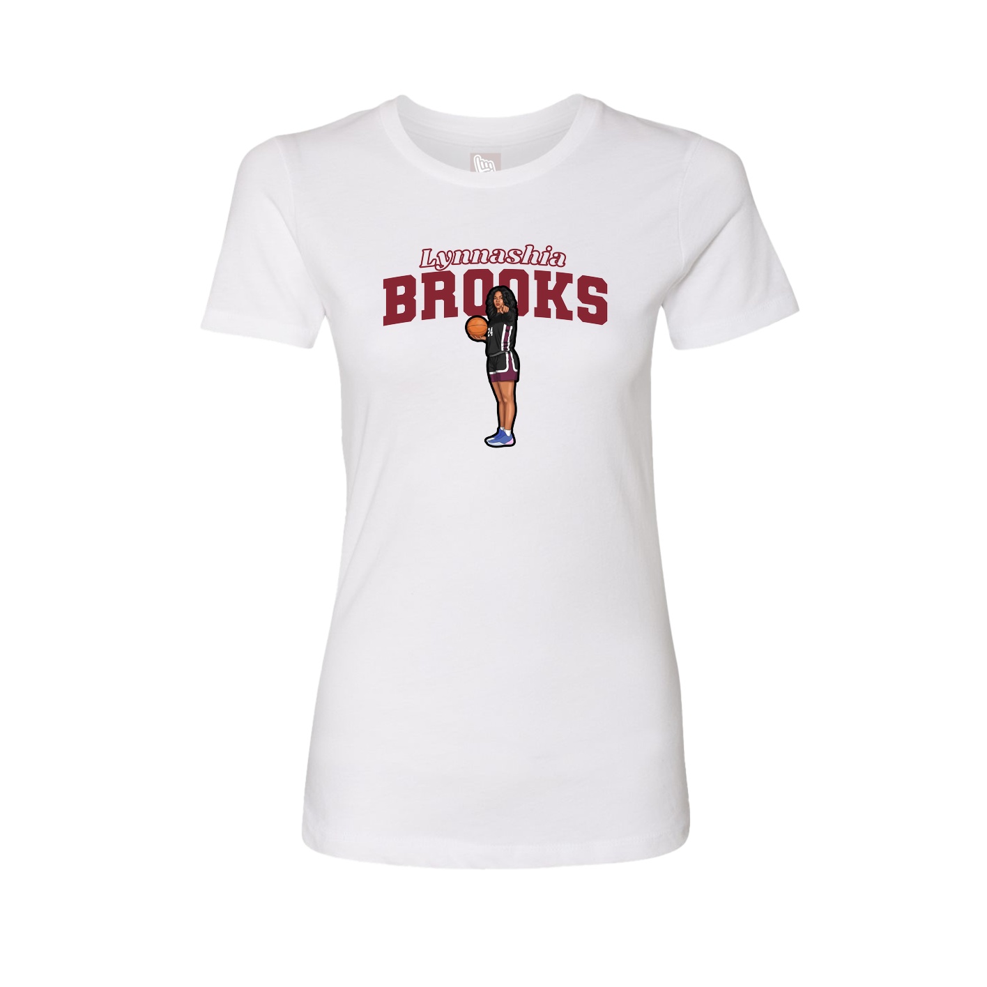 Womens Tee — Name Arch in White