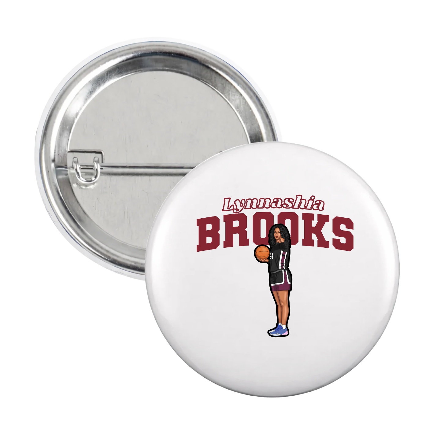 Game Day Button — Name Arch in White