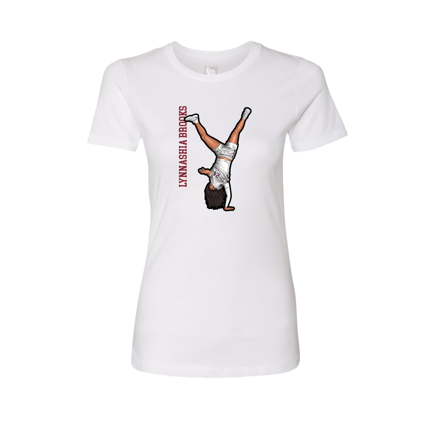 Fitted Women's Tee — Name Vertical in White