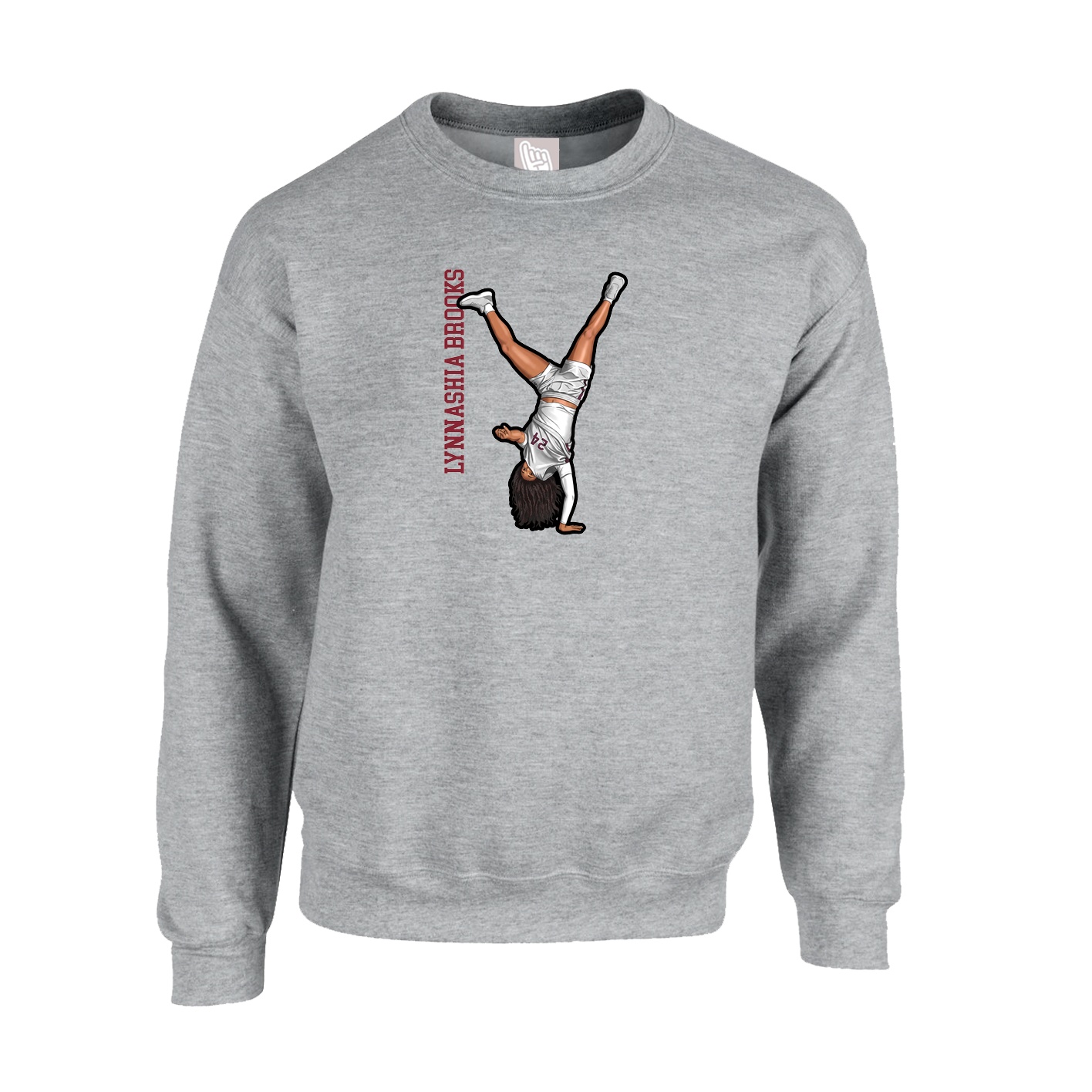 Fleece Crew — Name Vertical in Grey
