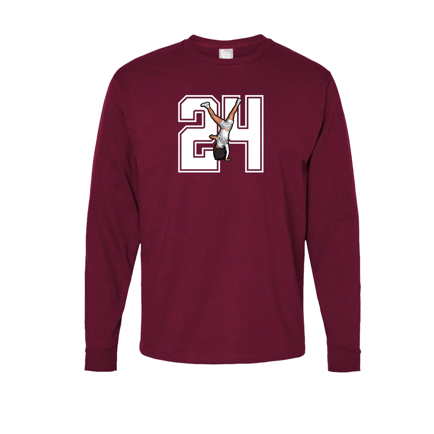 Long Sleeve Tee — Number in Cardinal