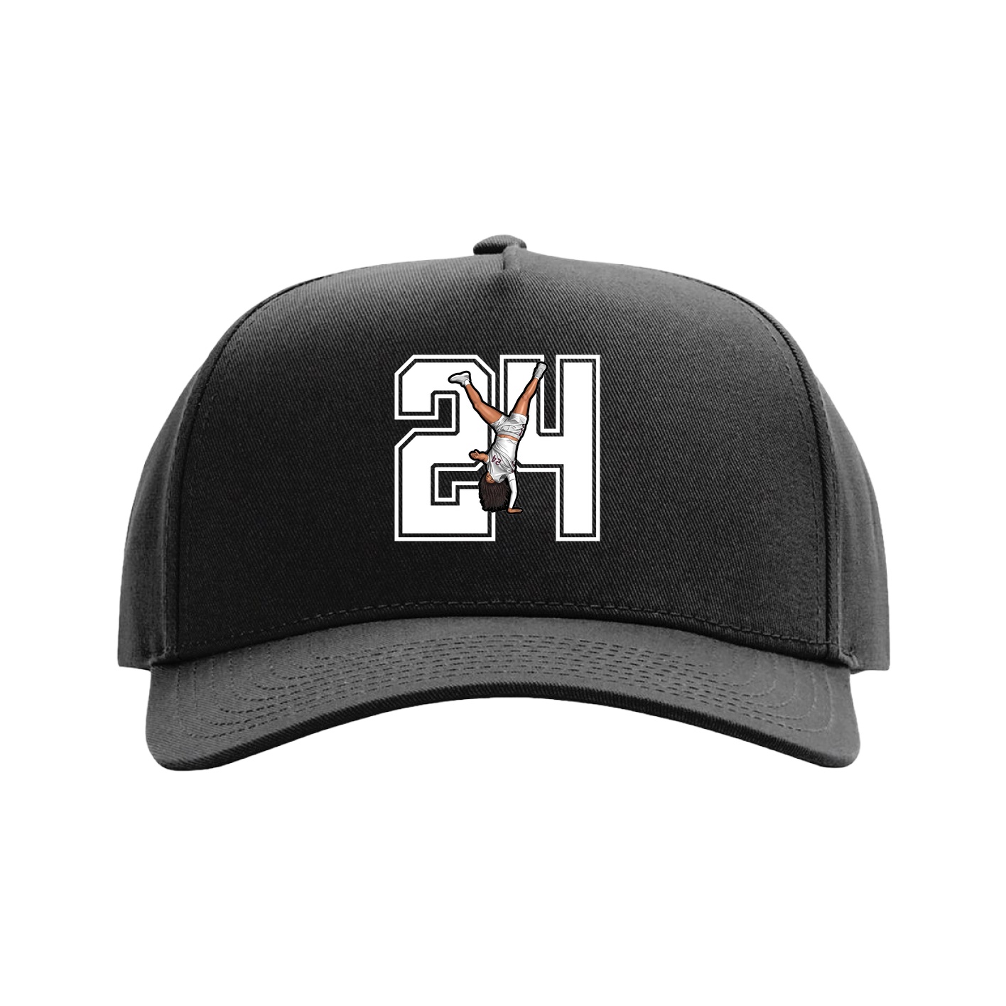Full Fabric Five-Panel Champ Cap — Number in Black