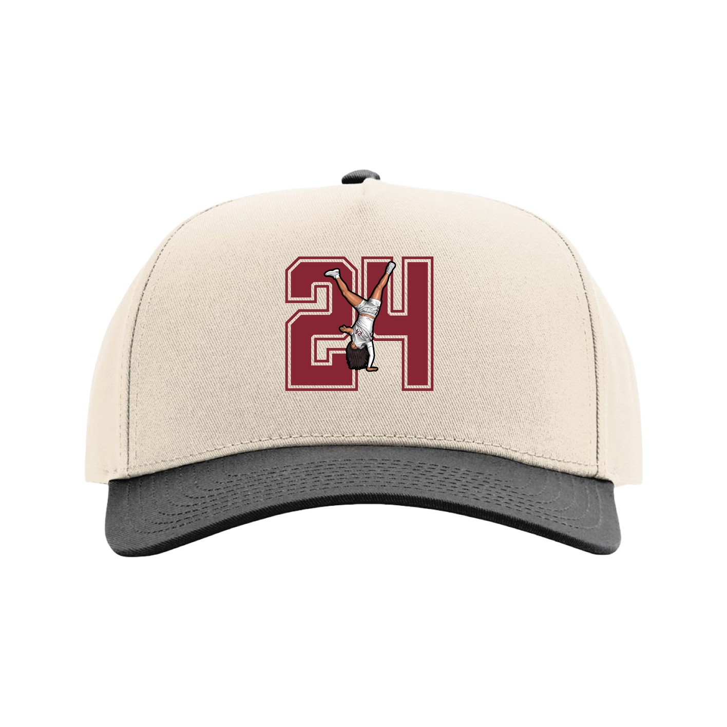 Full Fabric Five-Panel Champ Cap — Number in Cream/Black