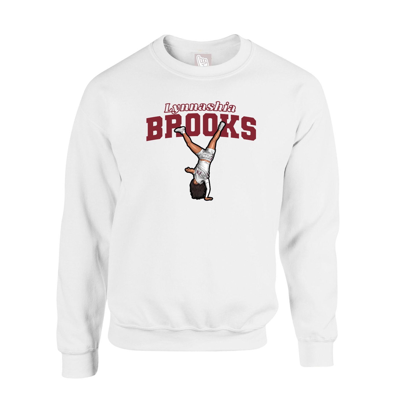Fleece Crew — Name Arch in White