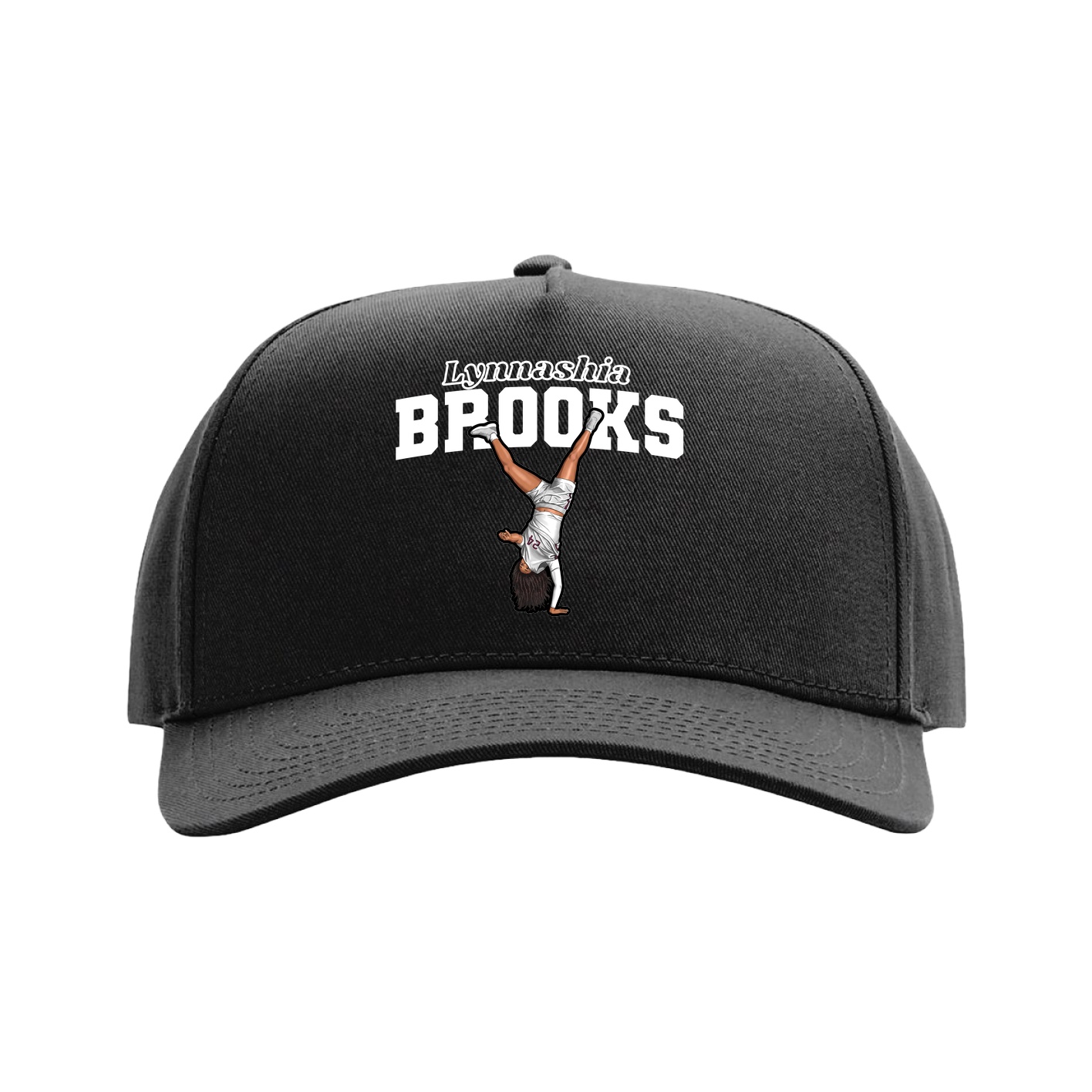 Full Fabric Five-Panel Champ Cap — Name Arch in Black