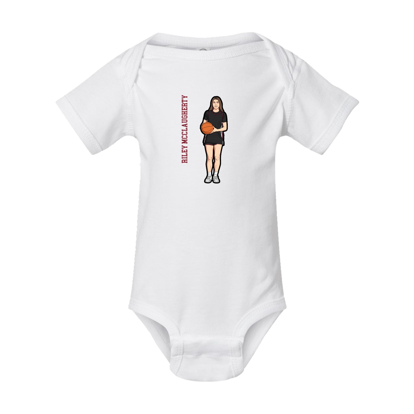 Baby Onesie — Name Vertical in White