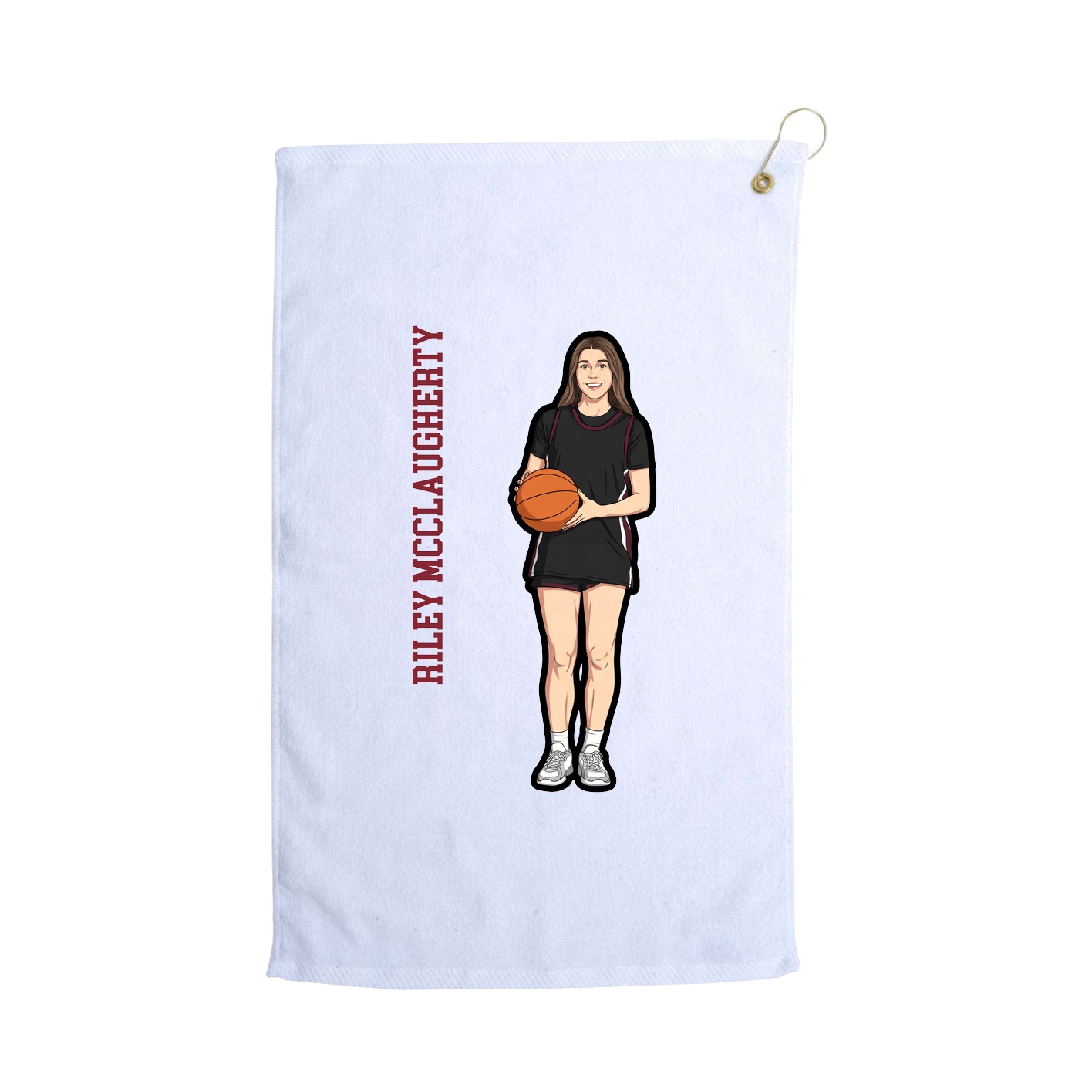 Golf Towel — Name Vertical in White