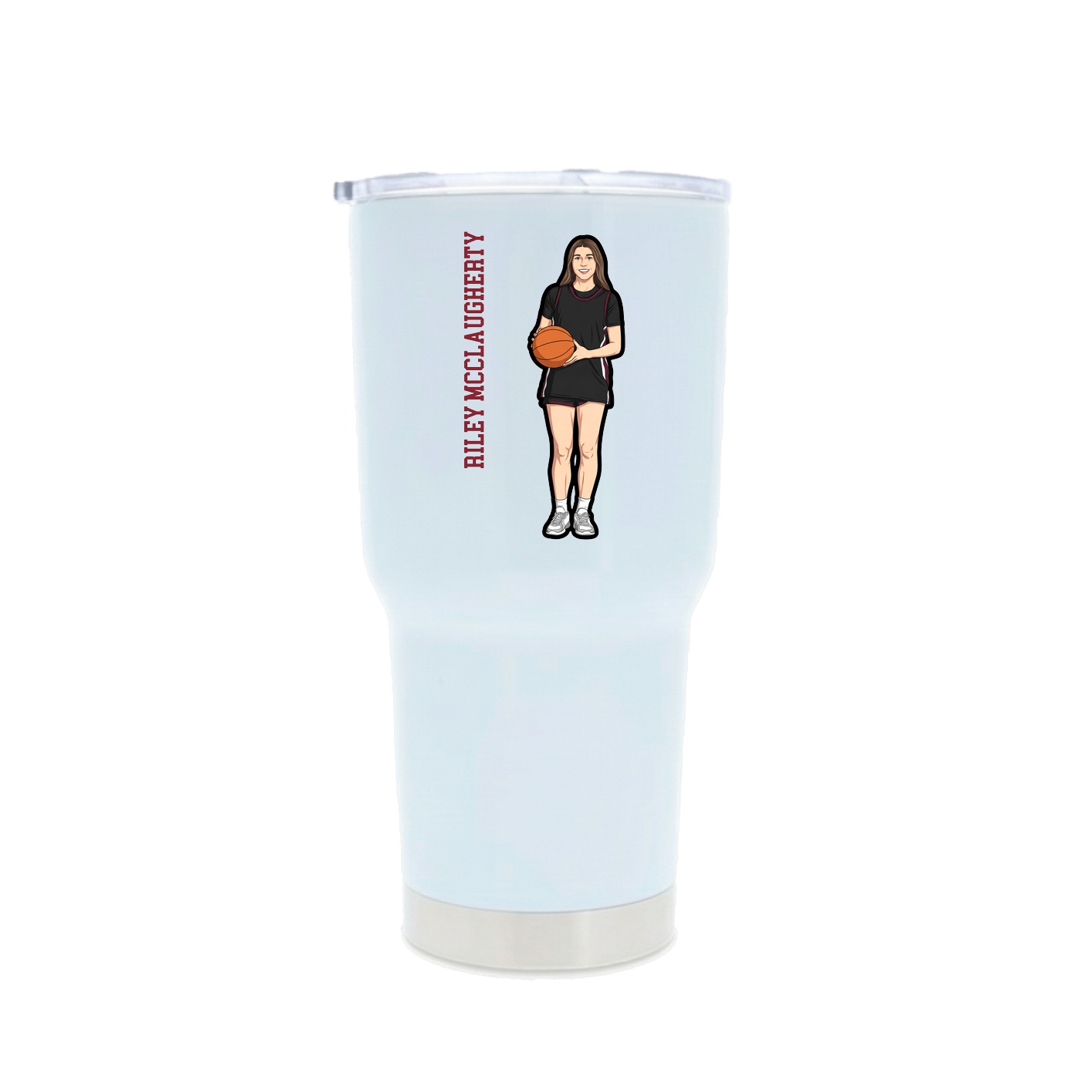 30oz Stainless Steel Tumbler — Name Vertical in White