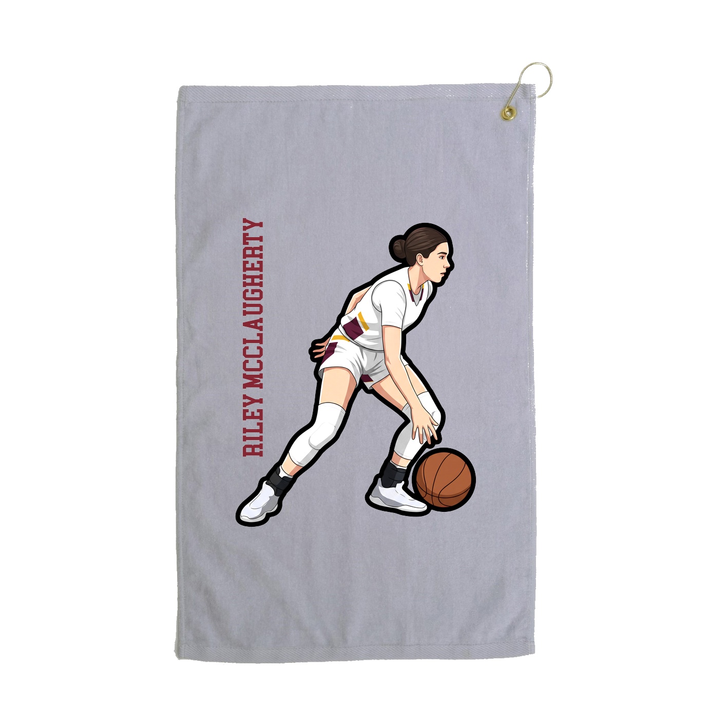 Golf Towel — Name Vertical in Grey