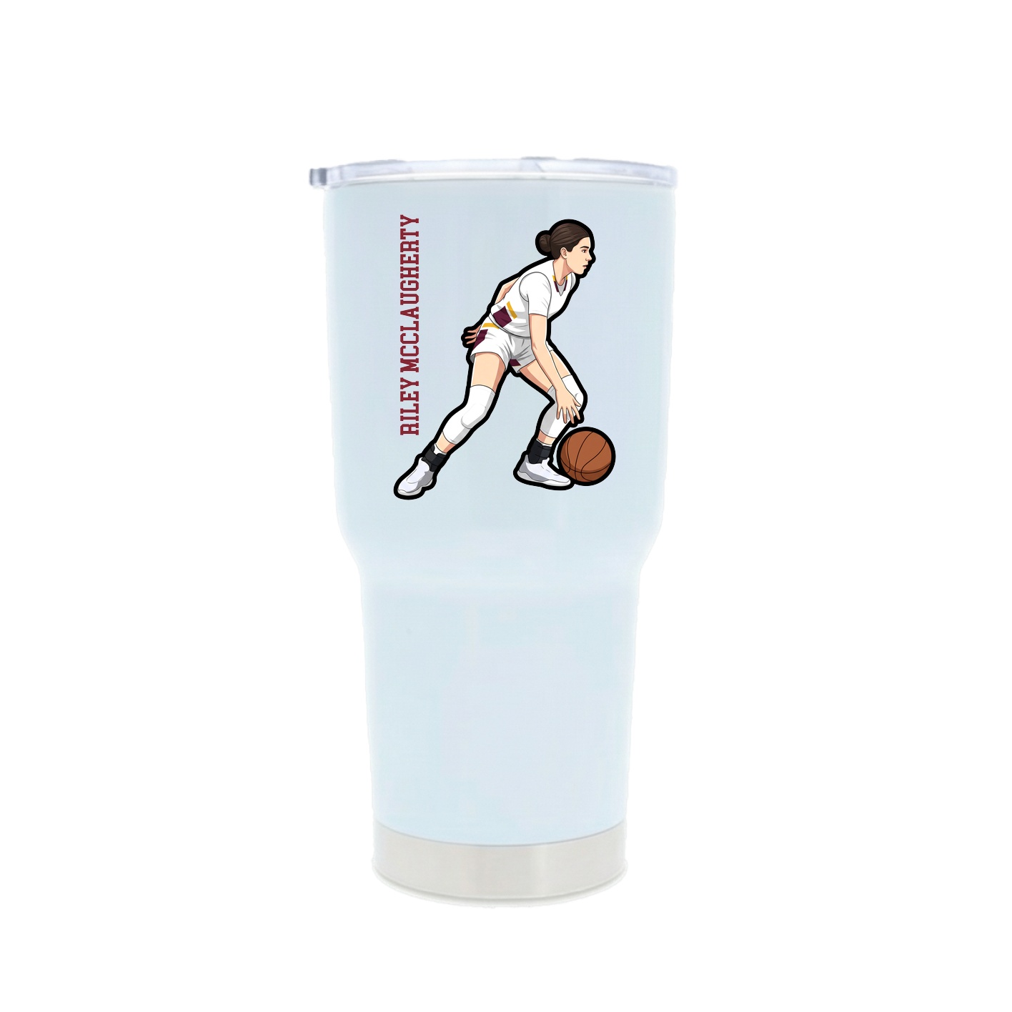 30oz Stainless Steel Tumbler — Name Vertical in White