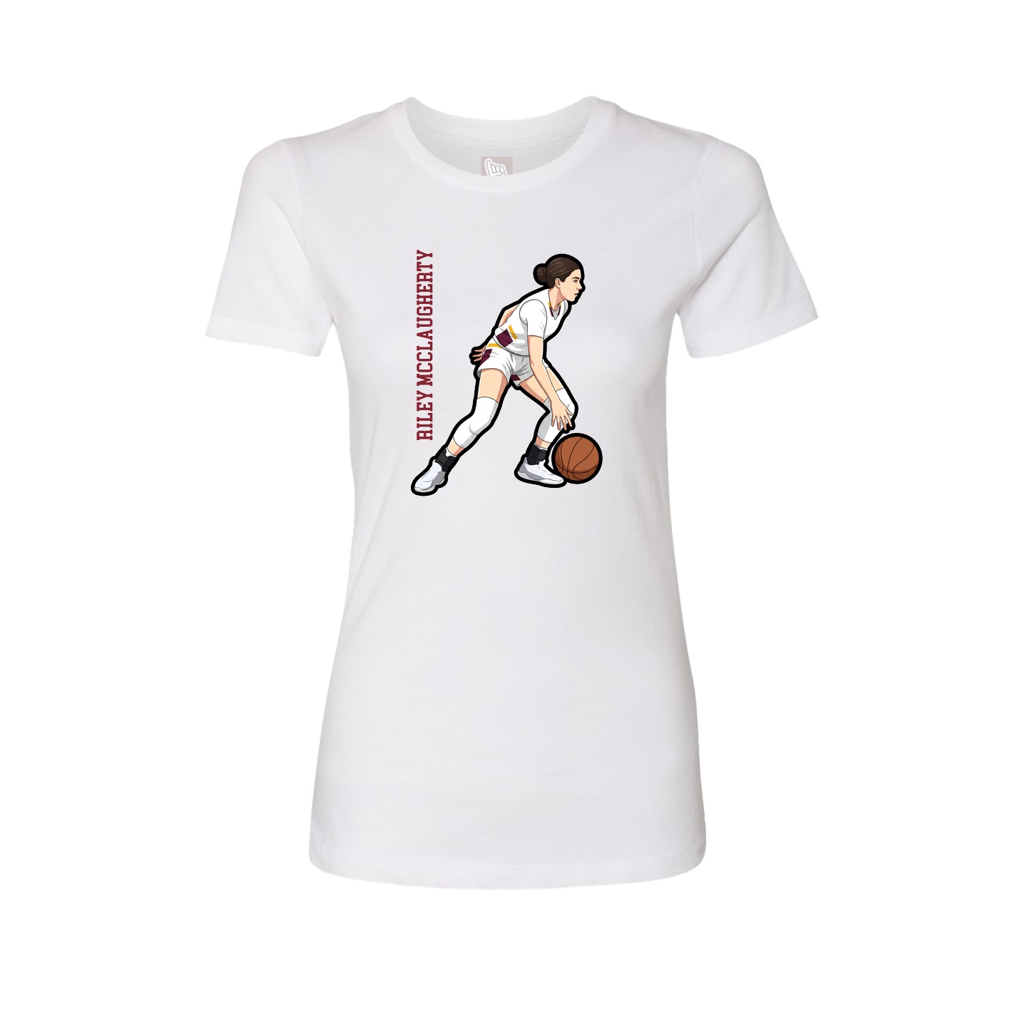 Fitted Women's Tee — Name Vertical in White