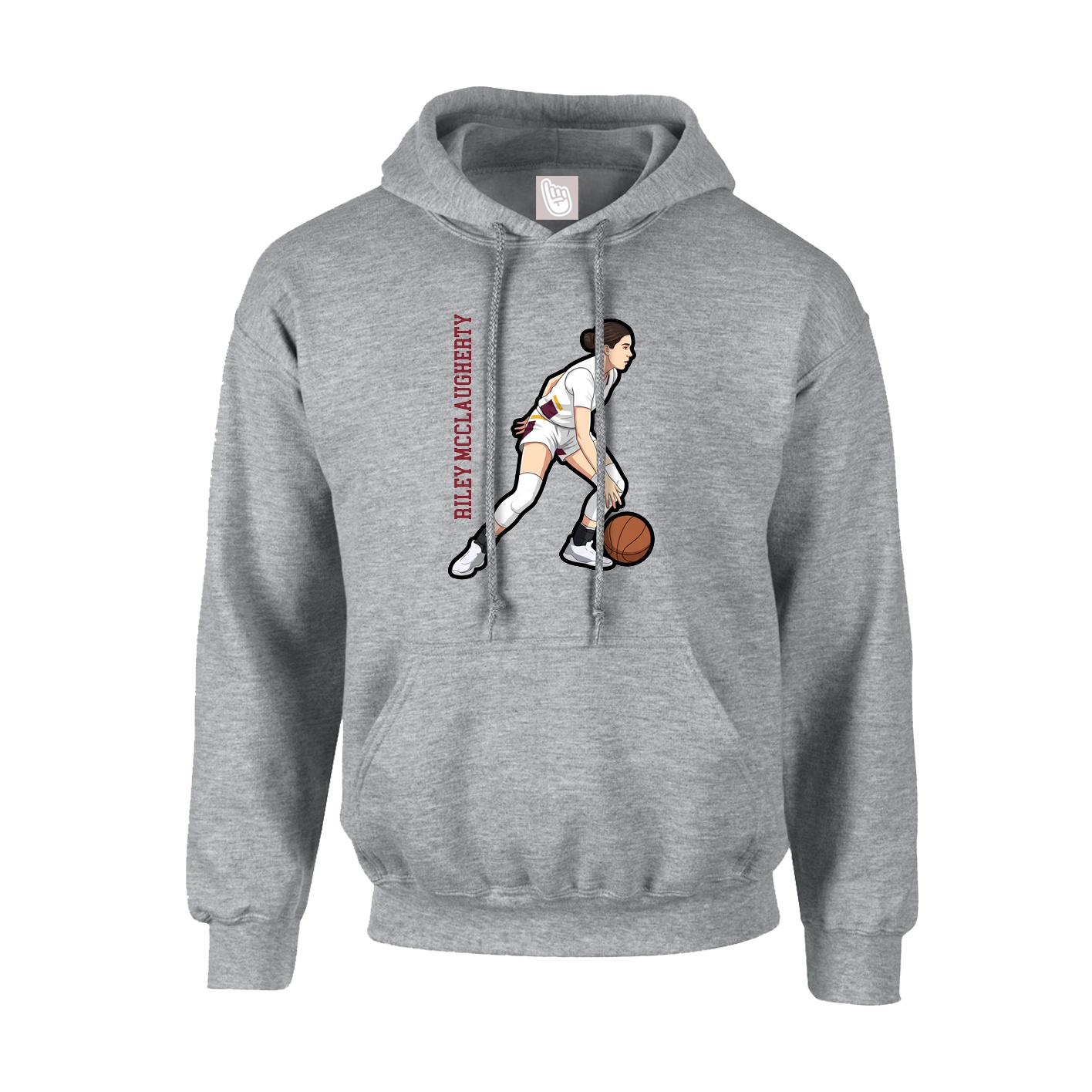Youth Hoodie — Name Vertical in Grey