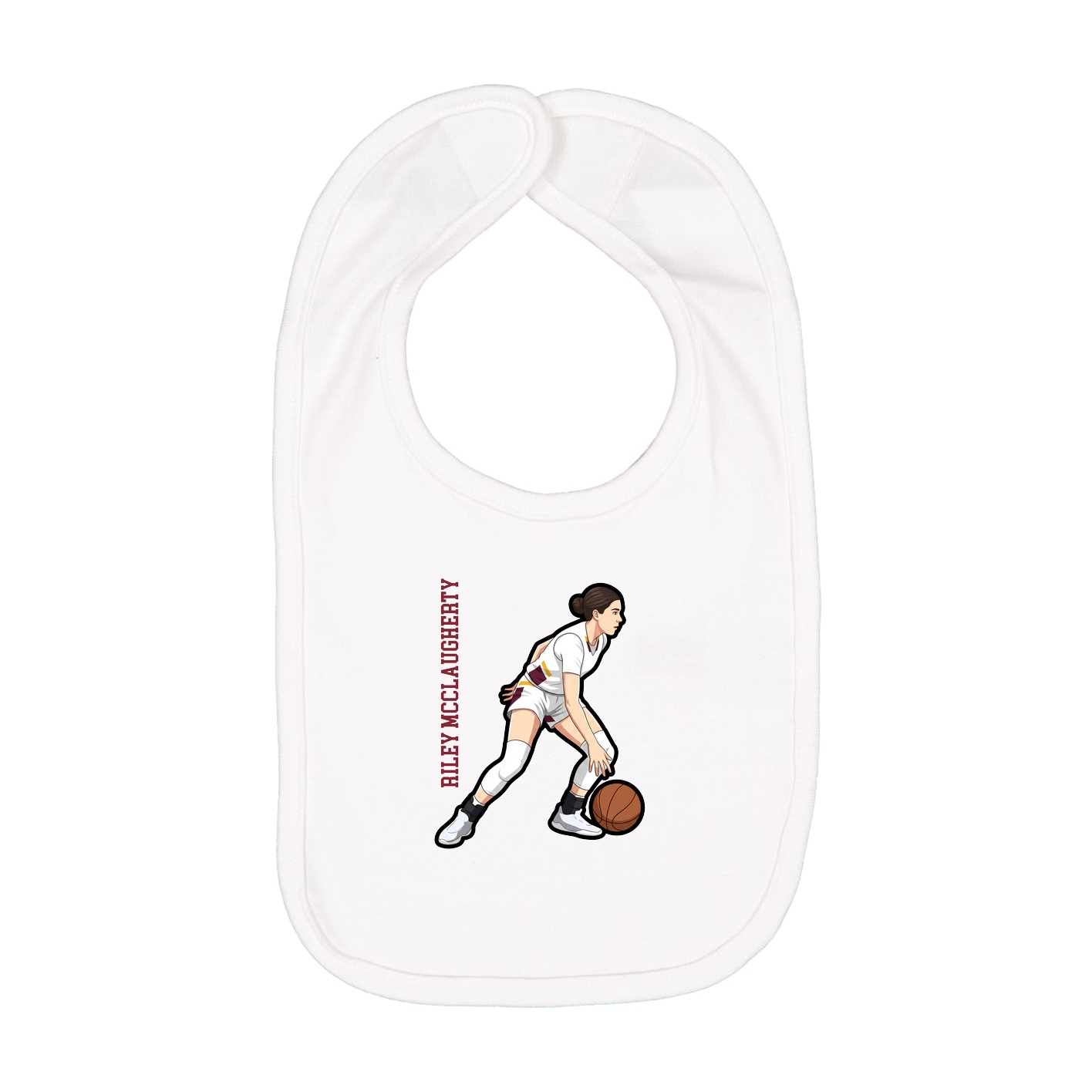 Infant Bib — Name Vertical in White