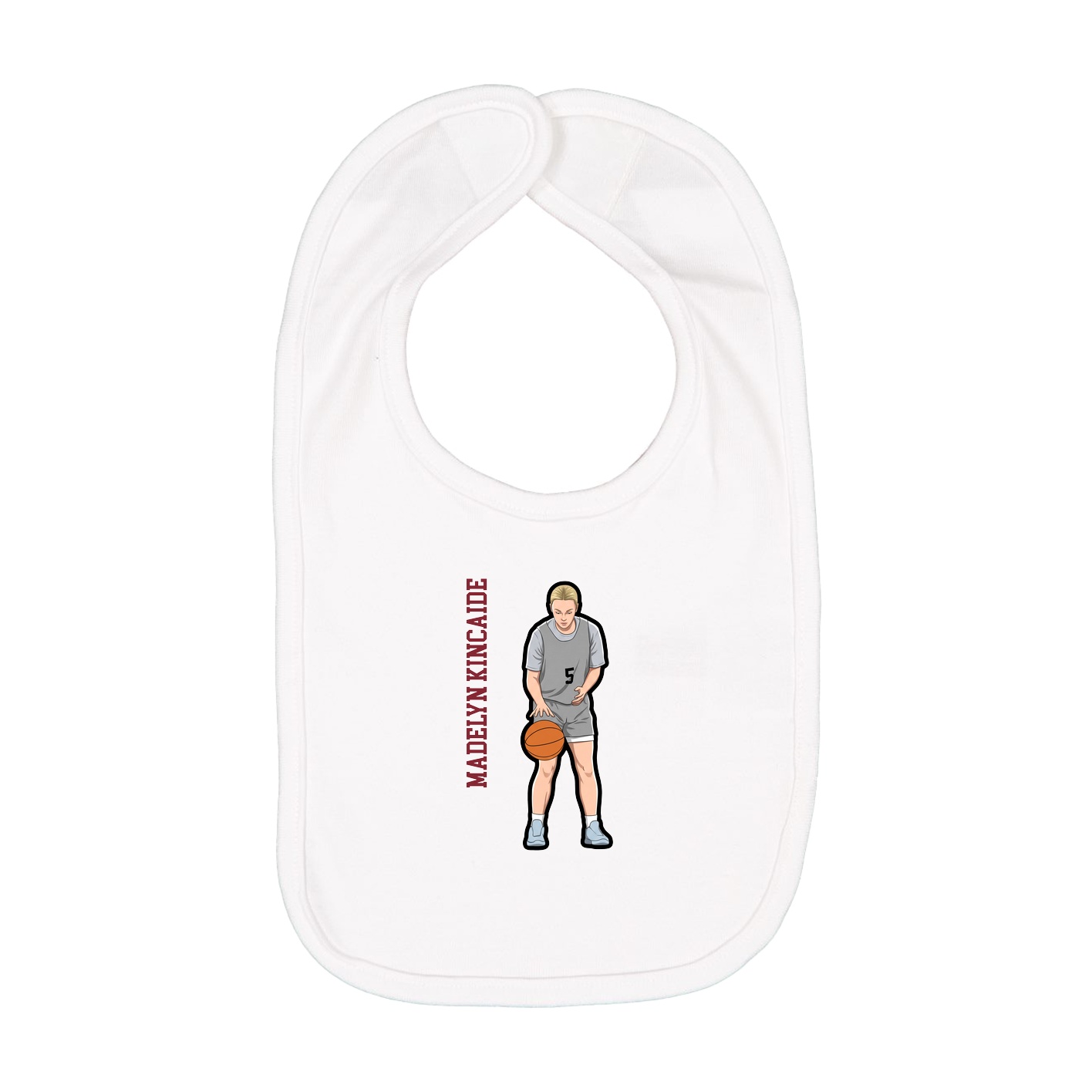 Infant Bib — Name Vertical in White