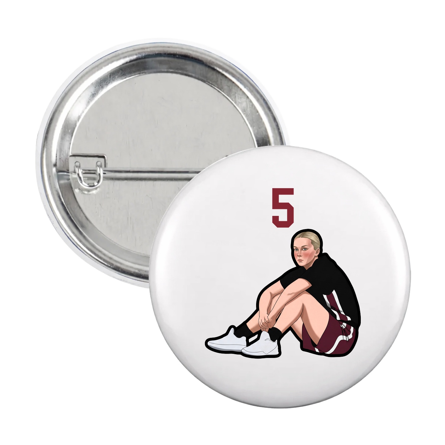 Game Day Button — Number Top in White