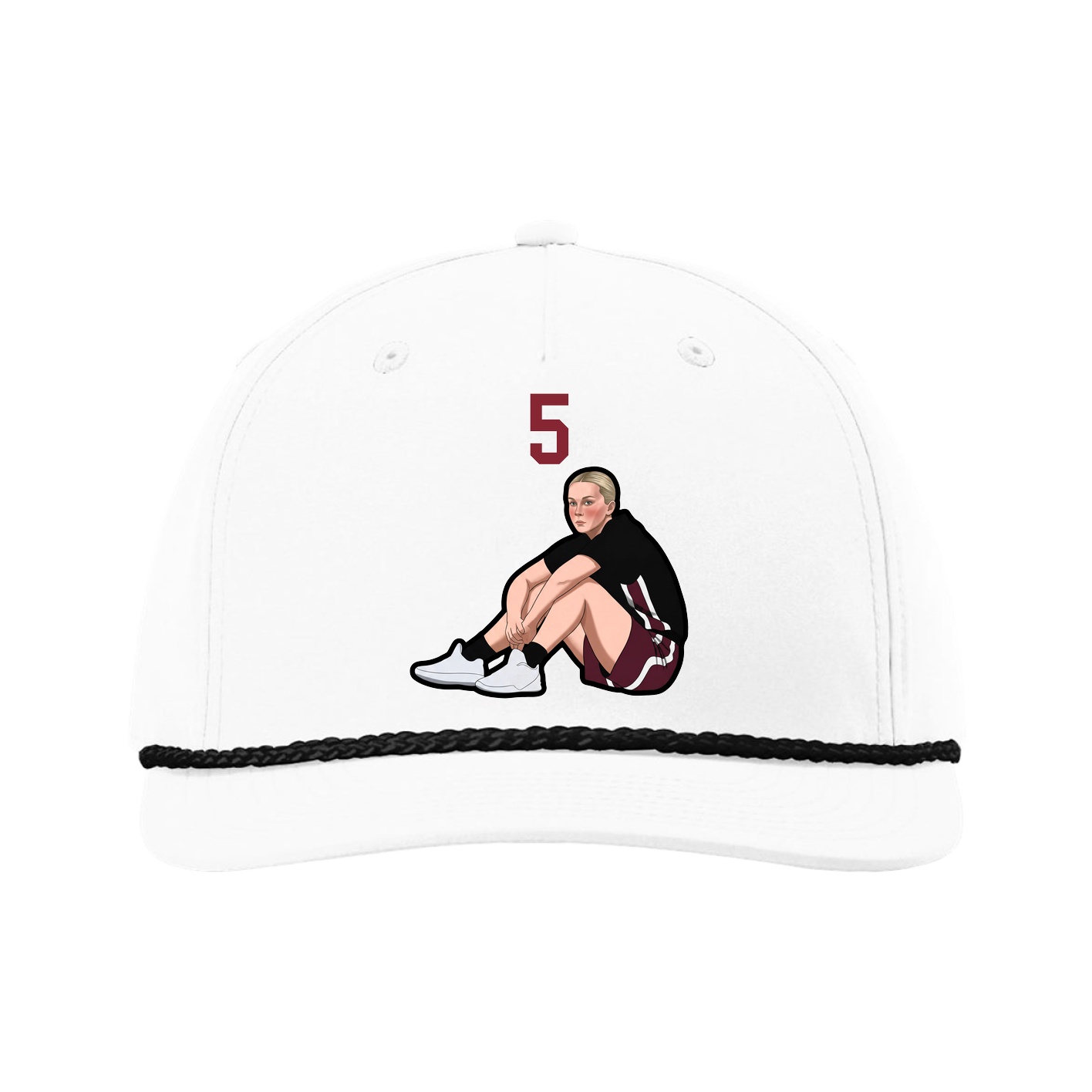 Five-Panel Classic Rope Cap — Number Top in White