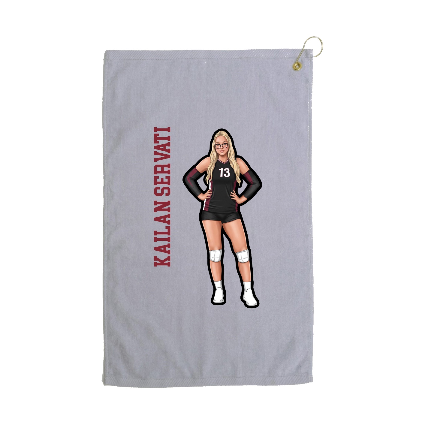 Golf Towel — Name Vertical in Grey