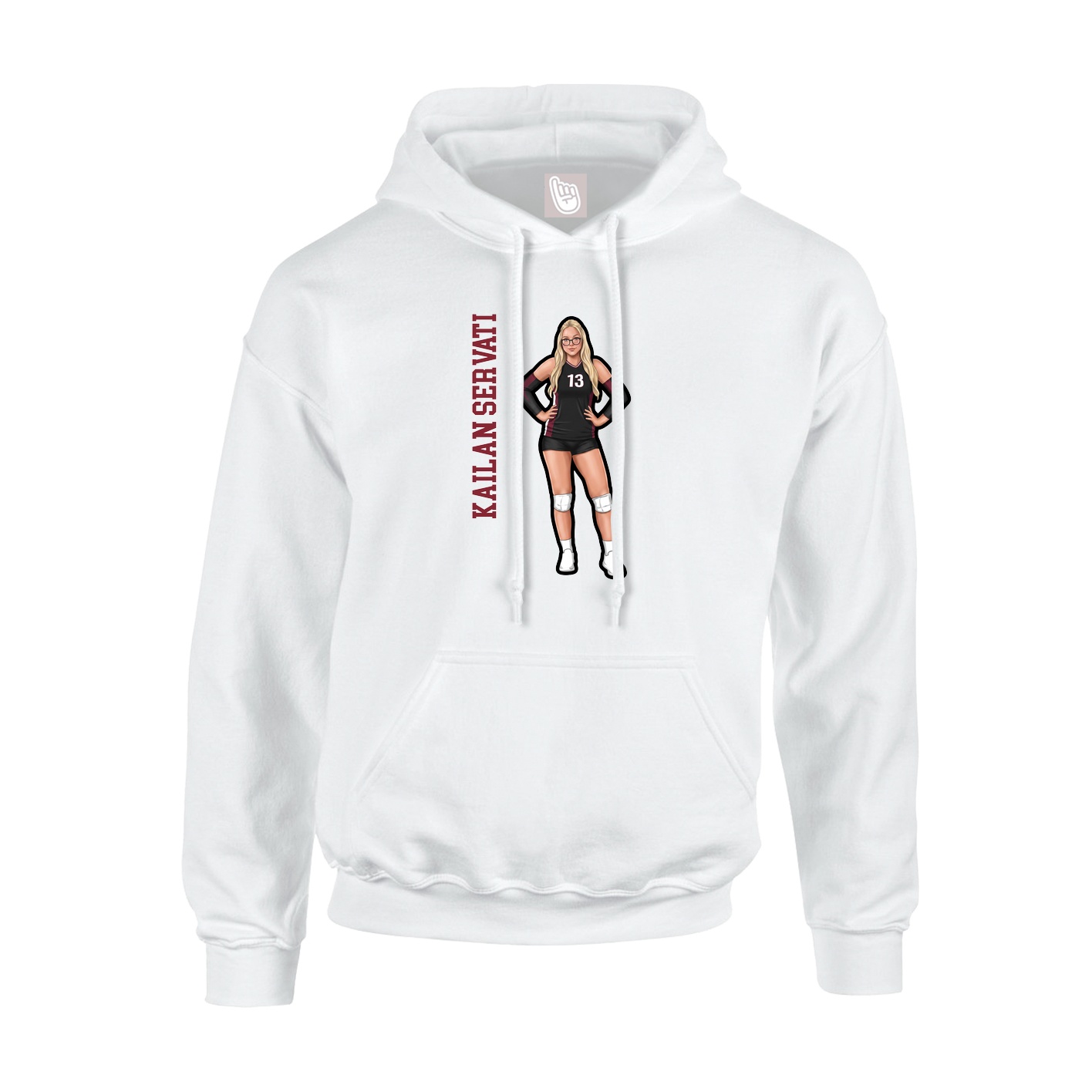 Hoodie — Name Vertical in White