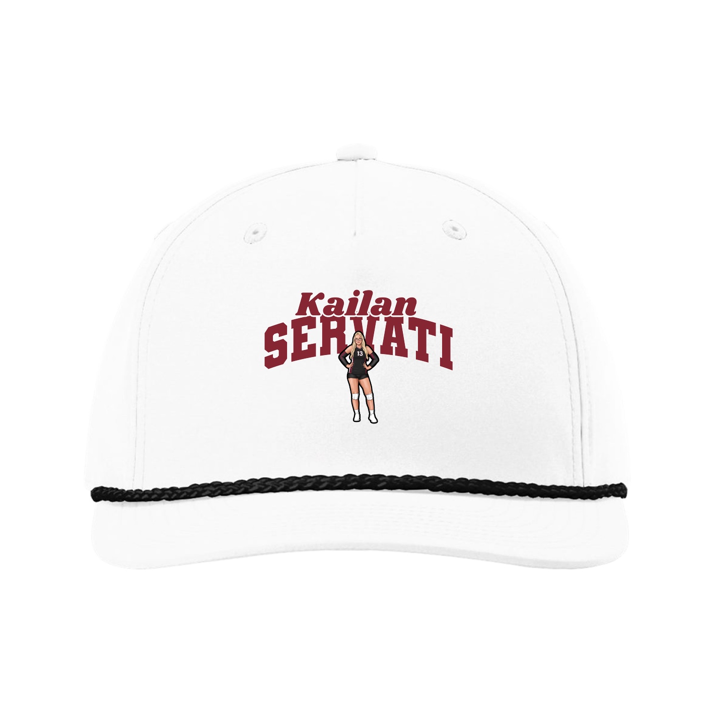 Five-Panel Classic Rope Cap — Signature Arch in White