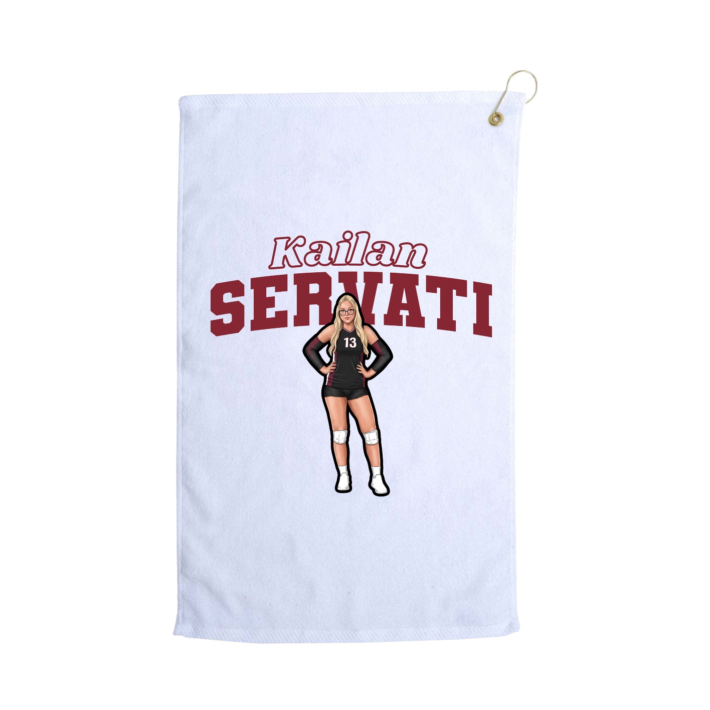Golf Towel — Name Arch in White