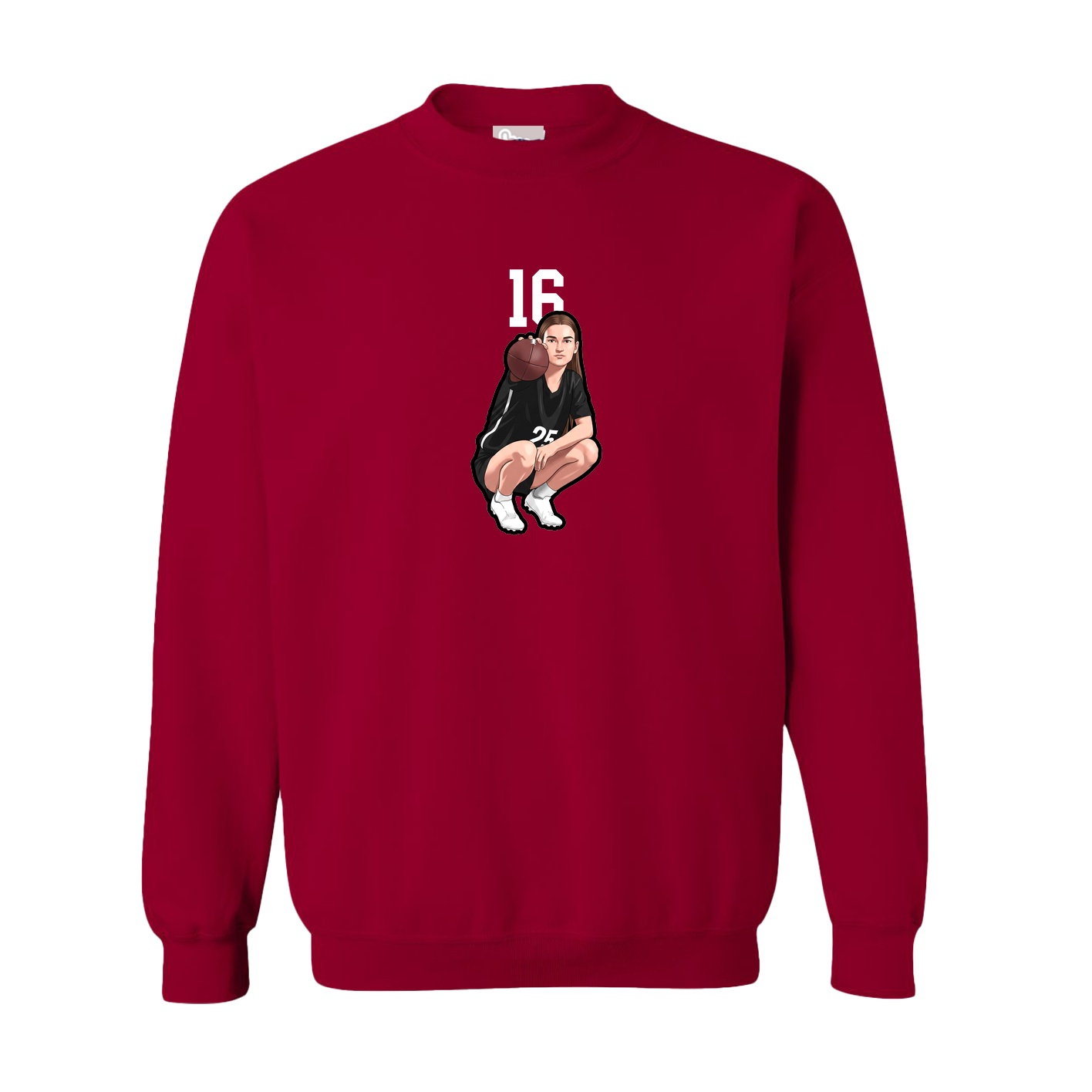 Fleece Crew — Number Top in Cardinal