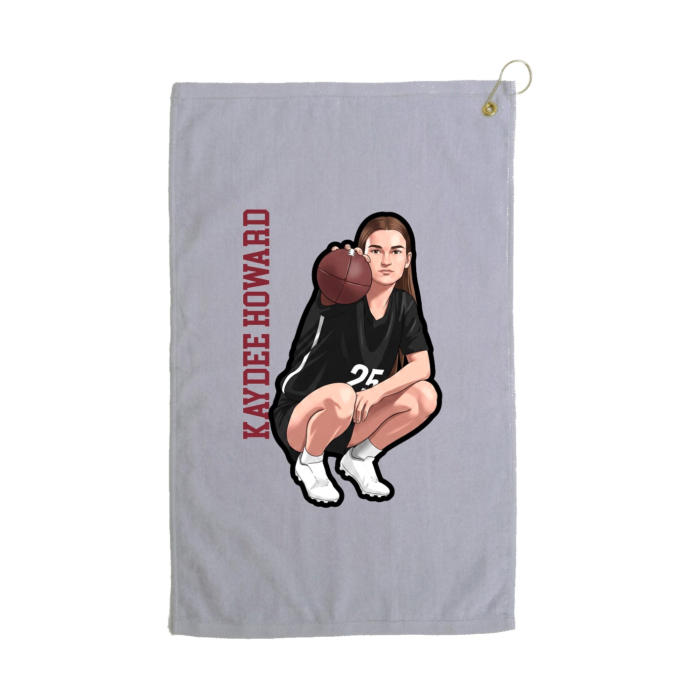 Golf Towel — Name Vertical in Grey