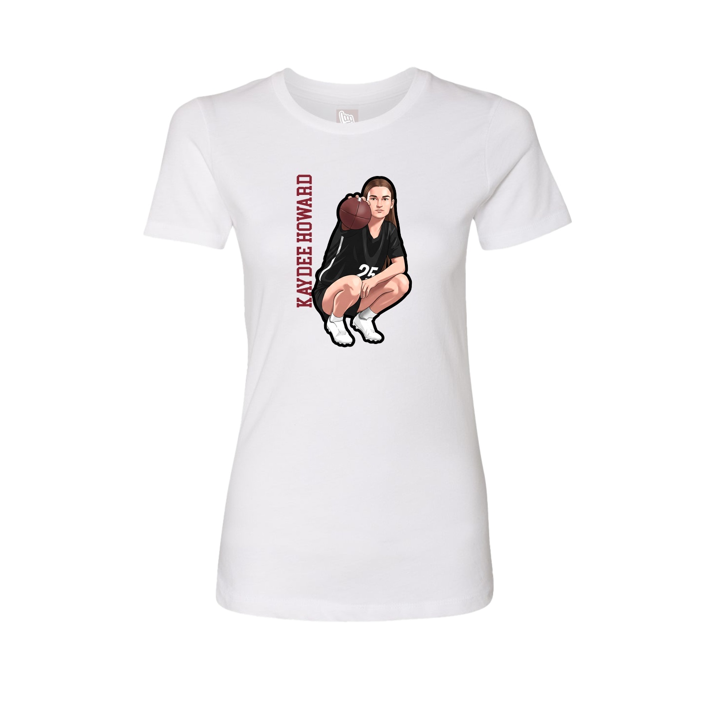 Fitted Women's Tee — Name Vertical in White