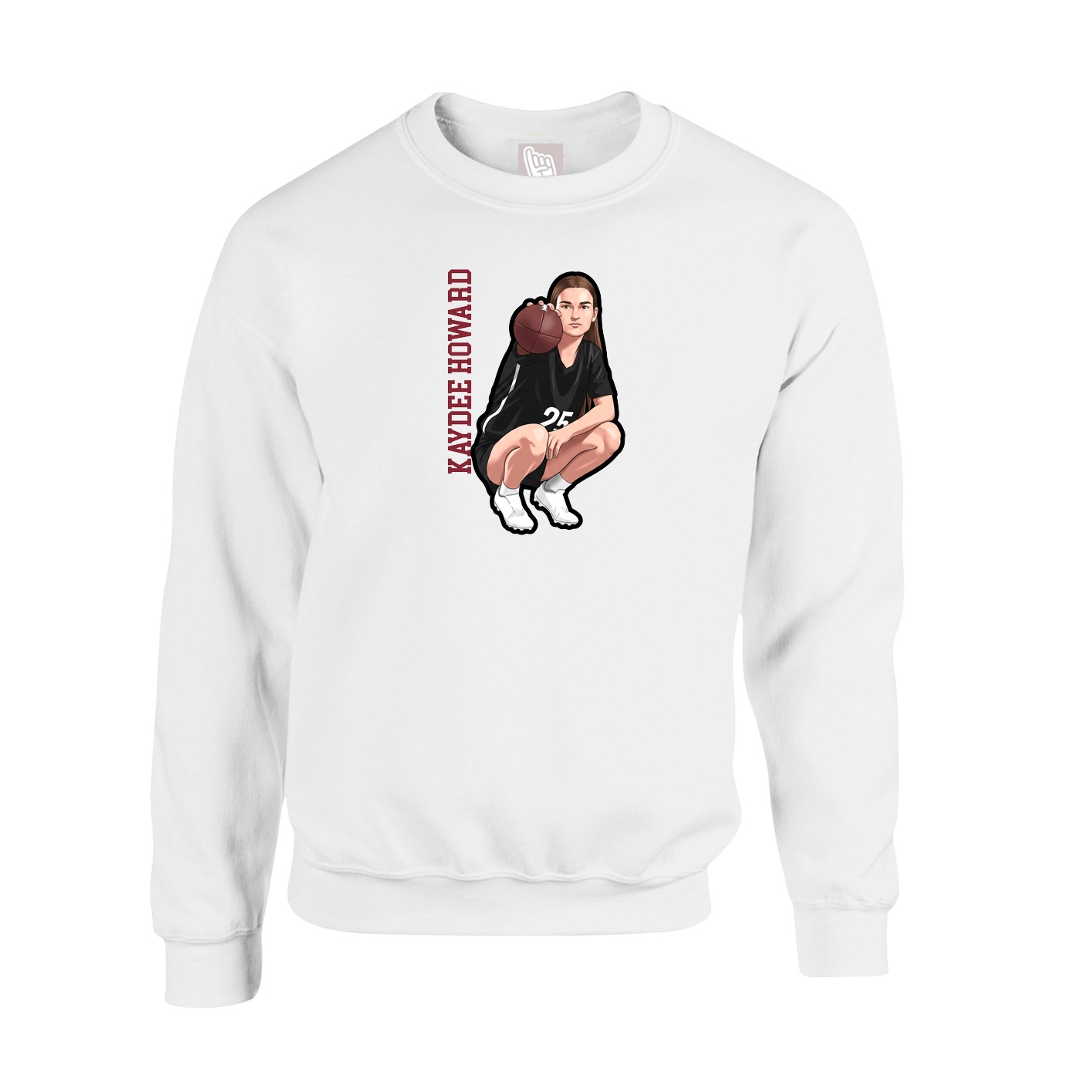 Fleece Crew — Name Vertical in White