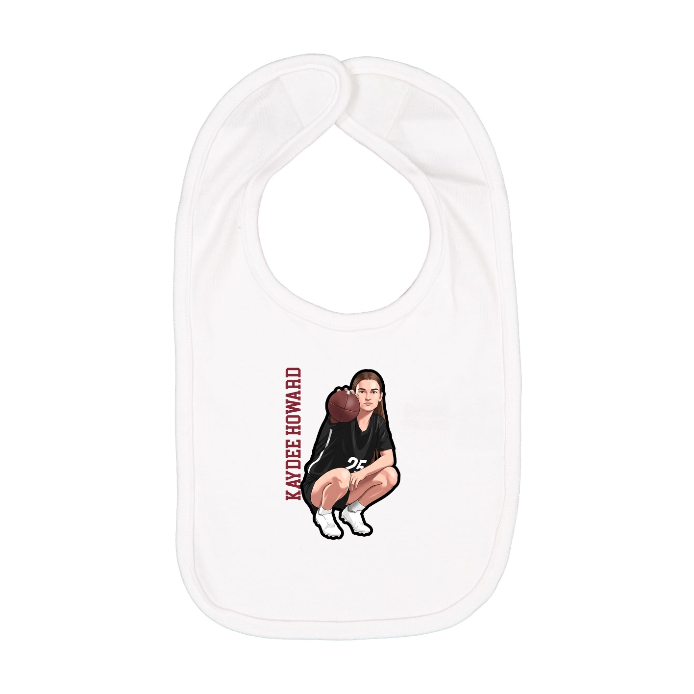 Infant Bib — Name Vertical in White