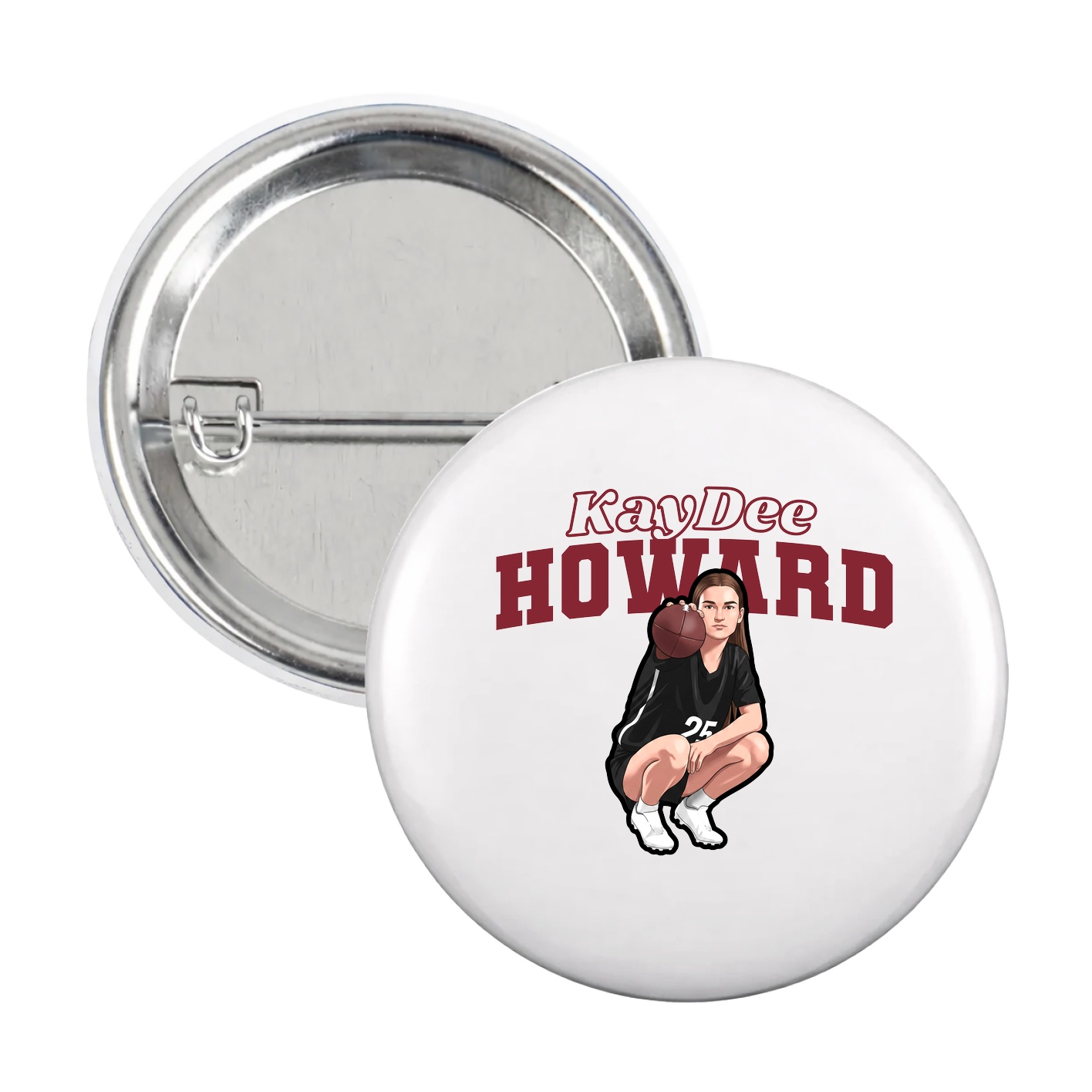 Game Day Button — Name Arch in White