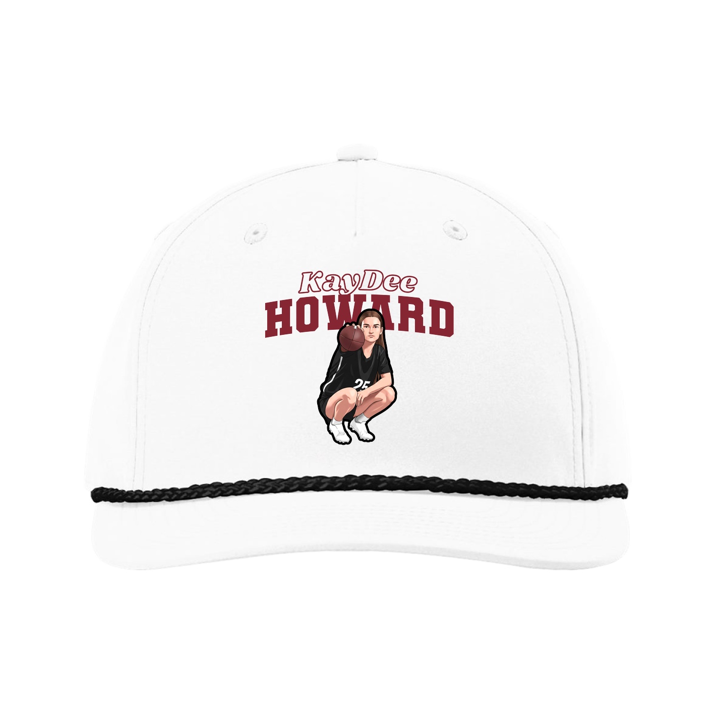 Five-Panel Classic Rope Cap — Name Arch in White
