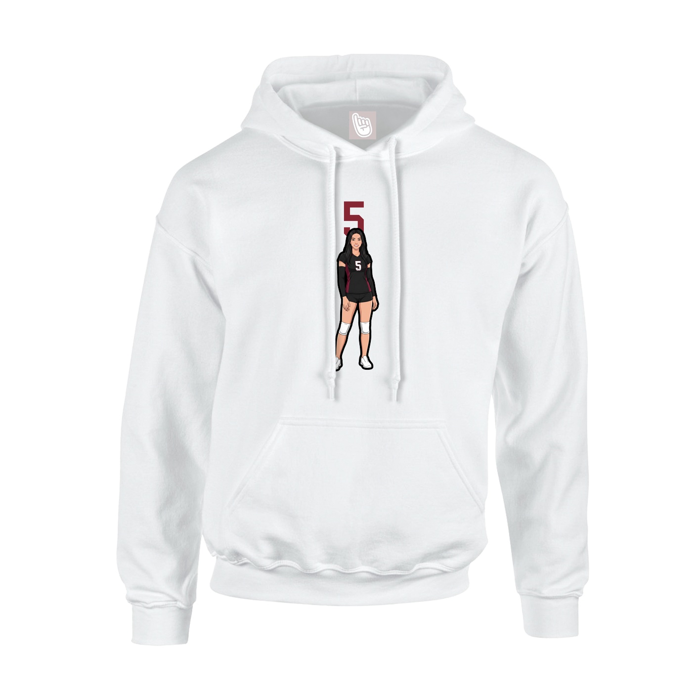 Youth Hoodie — Number Top in White