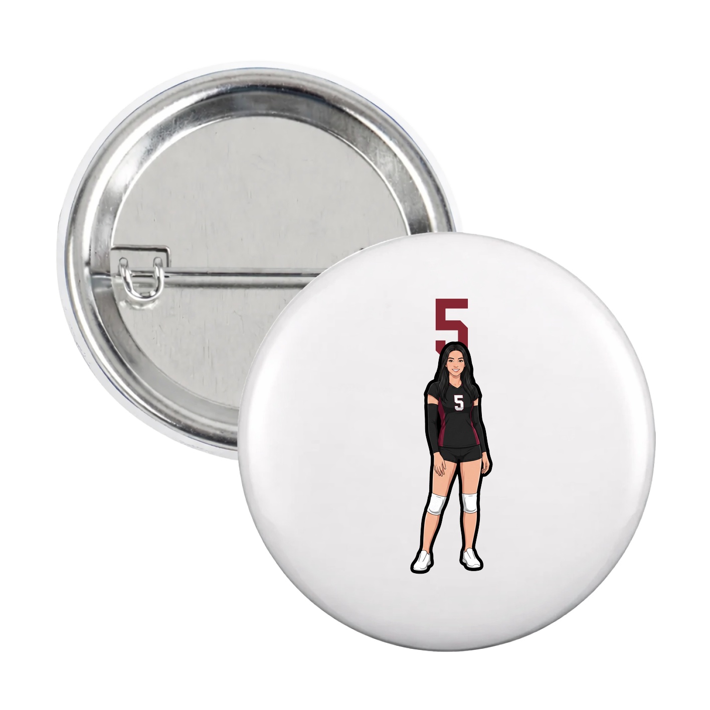 Game Day Button — Number Top in White
