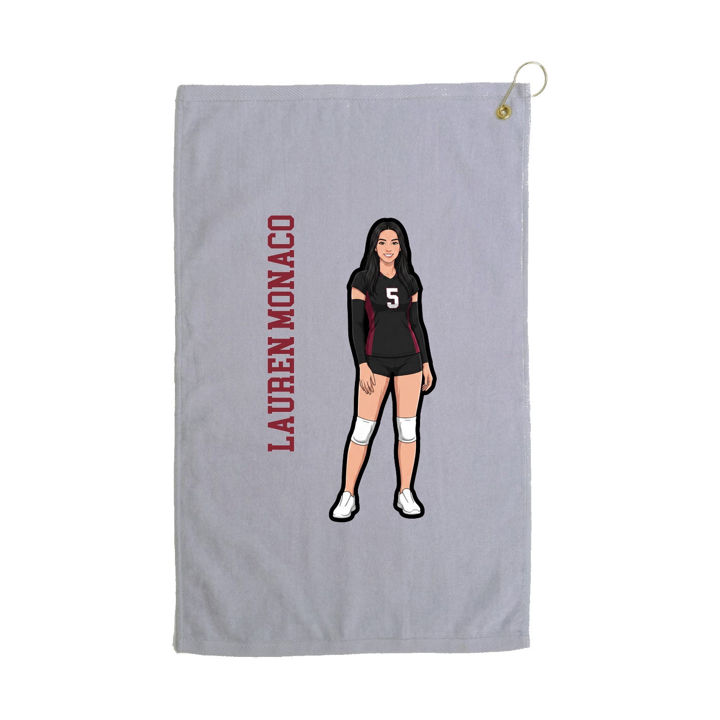 Golf Towel — Name Vertical in Grey