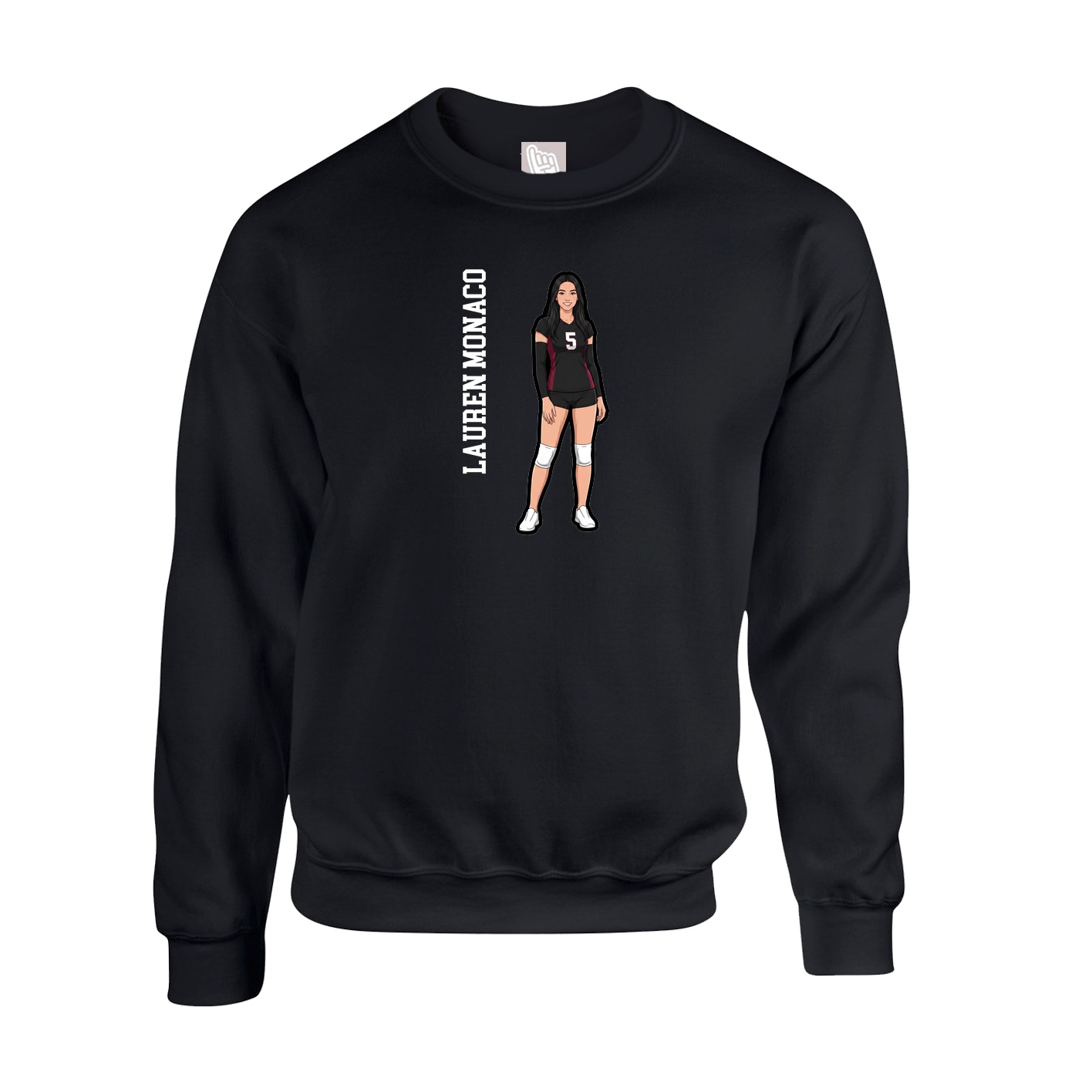 Fleece Crew — Name Vertical in Black