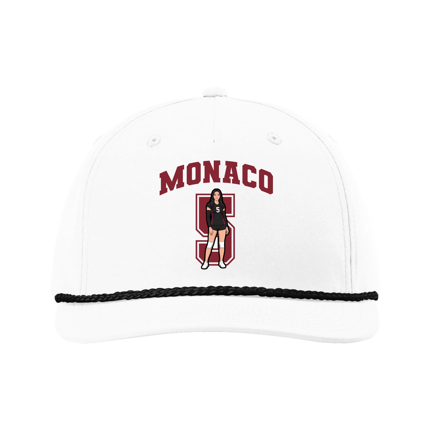 Five-Panel Classic Rope Cap — Number in White