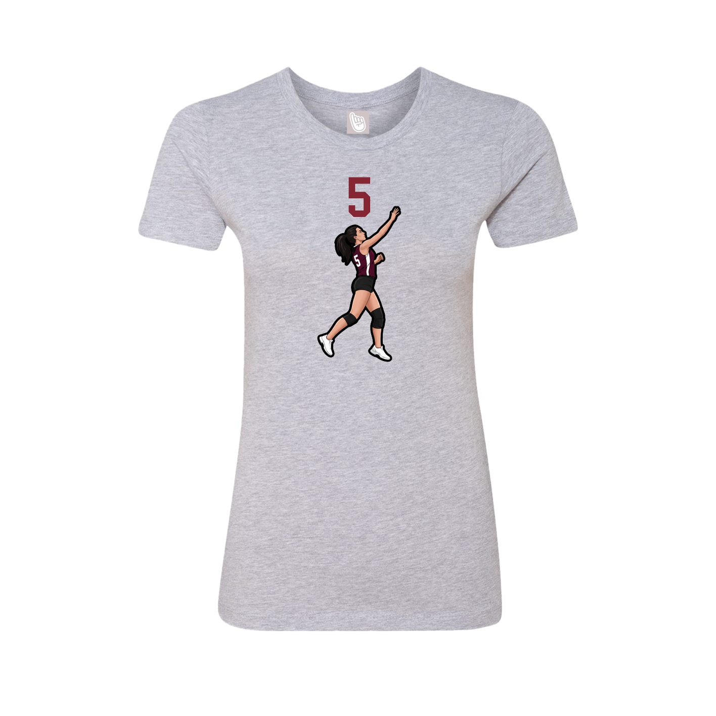 Fitted Women's Tee — Number Top in Grey