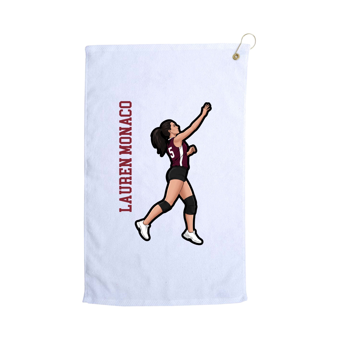 Golf Towel — Name Vertical in White
