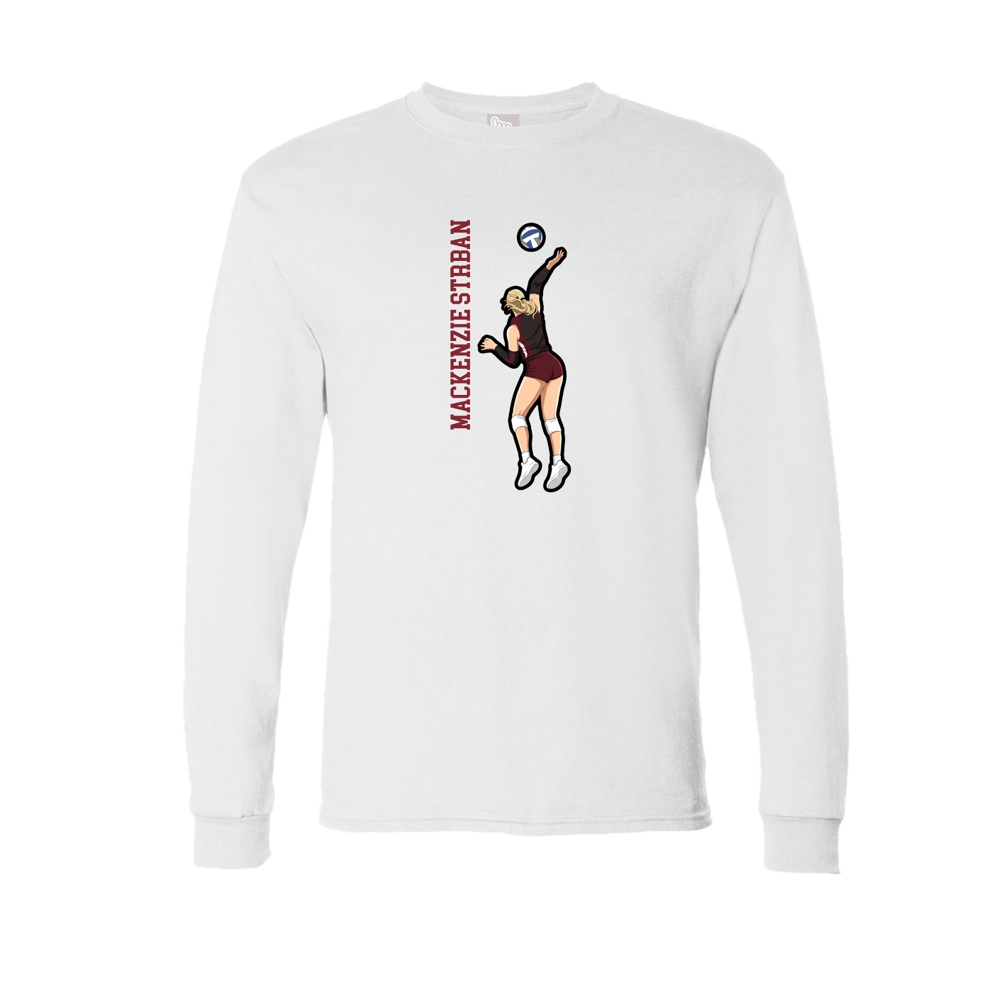 Long Sleeve Tee — Name Vertical in White