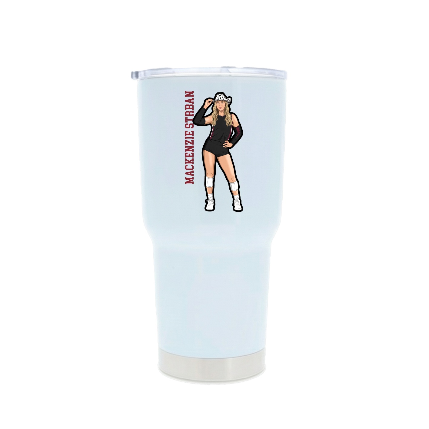 30oz Stainless Steel Tumbler — Name Vertical in White
