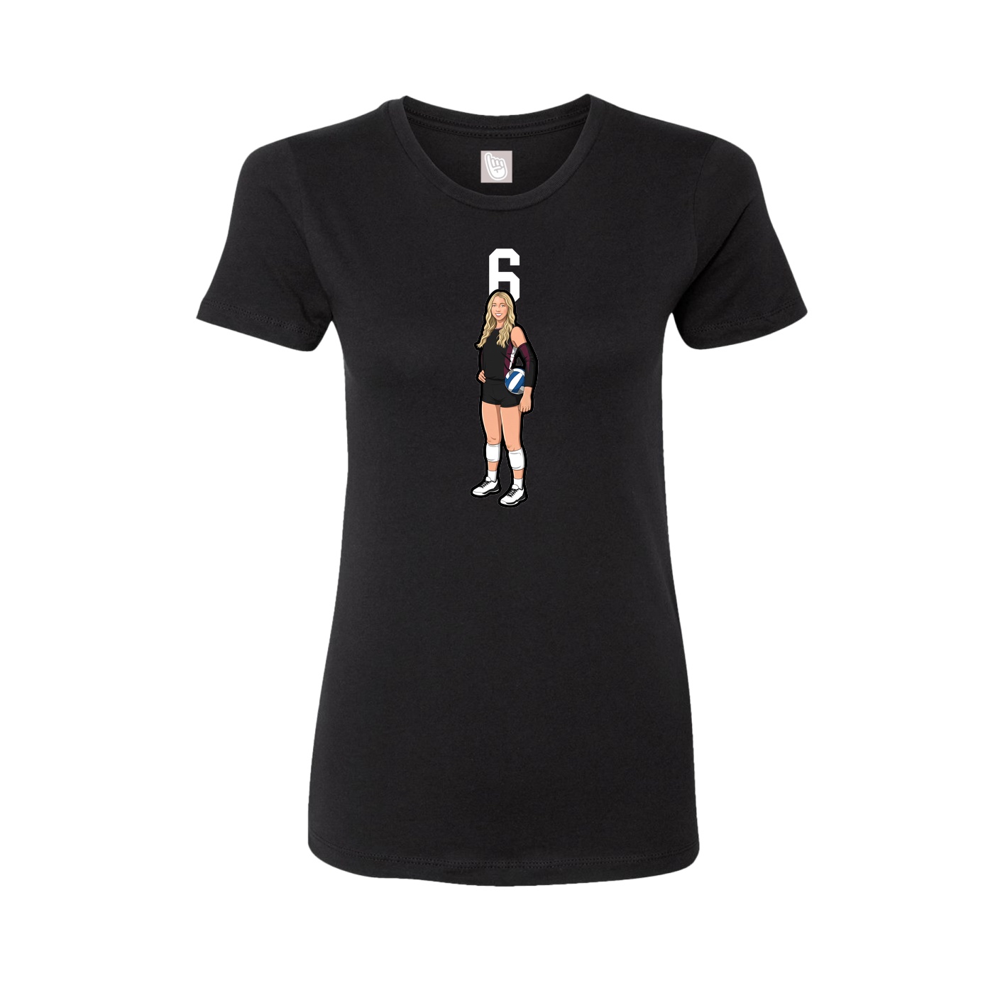 Fitted Women's Tee — Number Top in Black