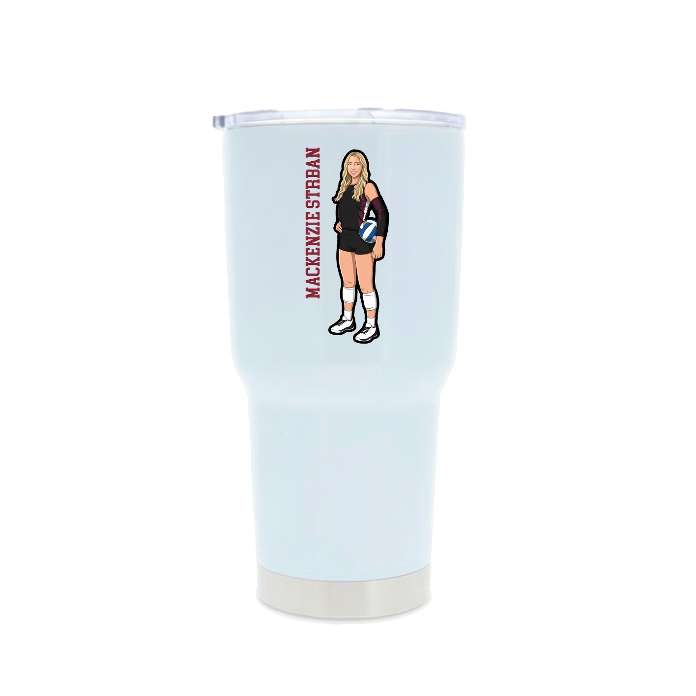 30oz Stainless Steel Tumbler — Name Vertical in White