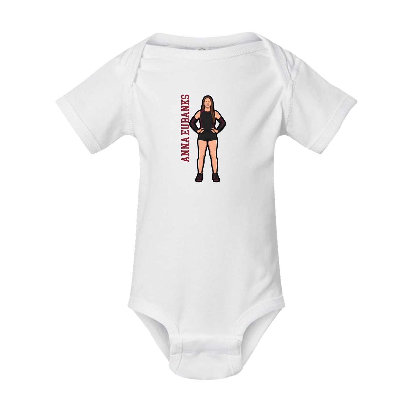 Baby Onesie — Name Vertical in White
