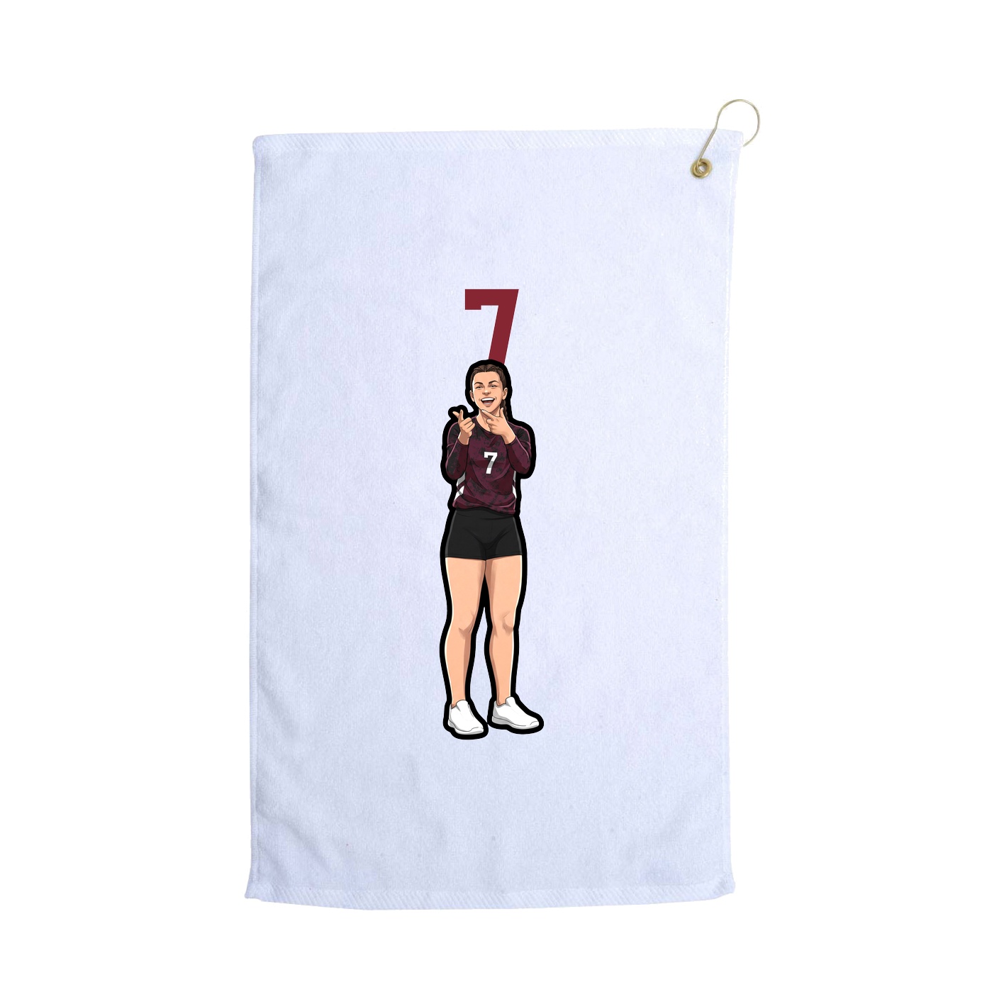Golf Towel — Number Top in White